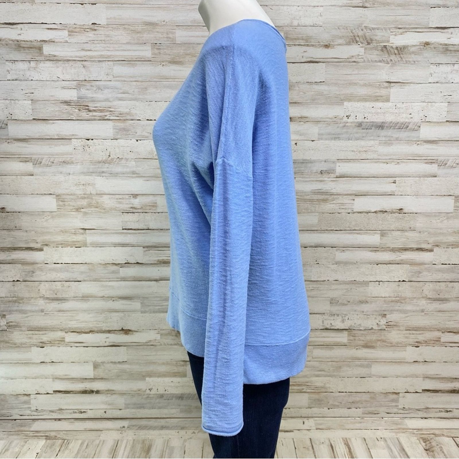 Vince Vince Slub Knit High Low Cotton Top Sz XS Blue Dolman Sleeve Size XS / US 0-2 / IT 36-38 - 6 Thumbnail