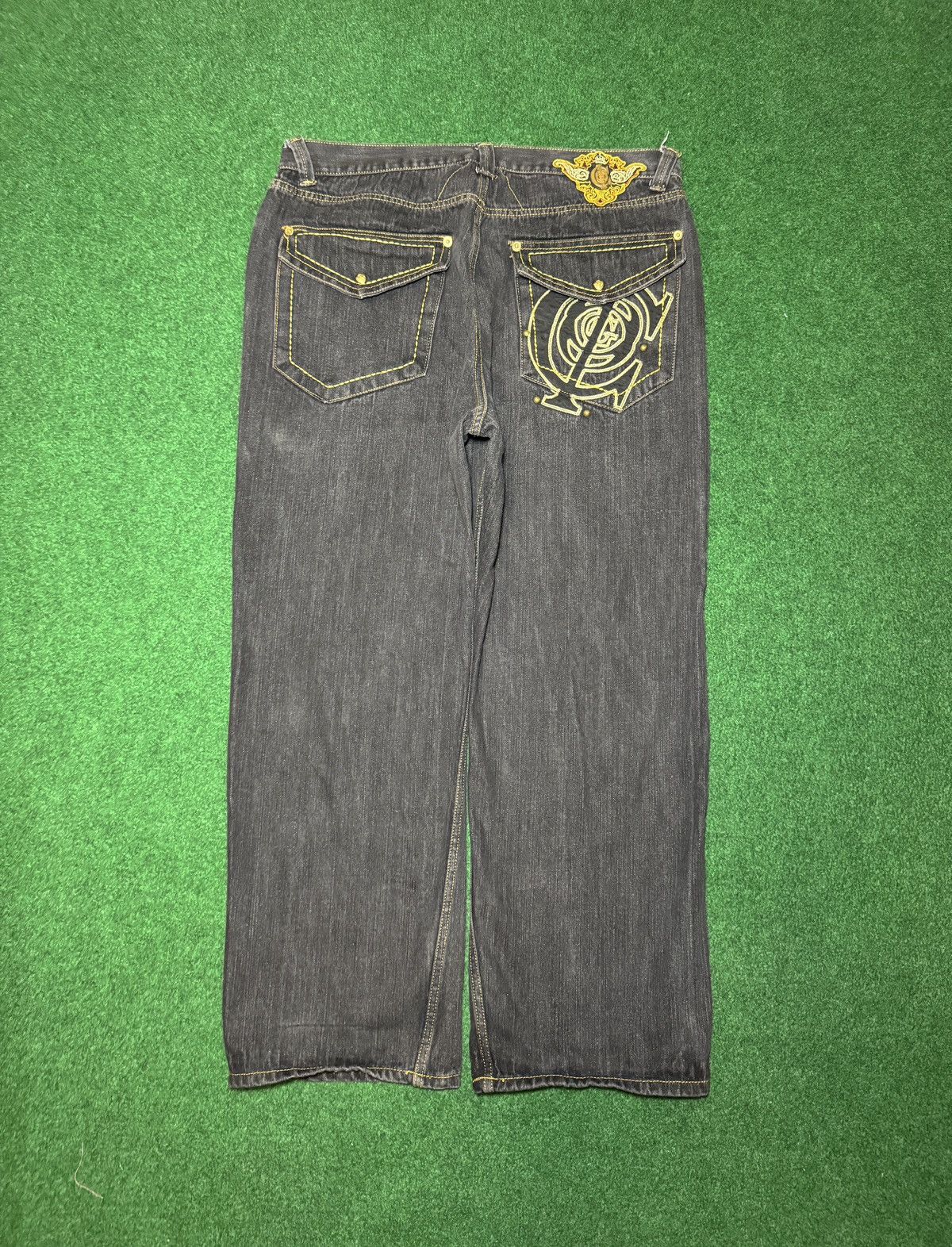 Coogi Y2K Coogi Baggy Hip Hop Embroidered Gold Black Denim Jeans Size US 40 / EU 56 - 1 Thumbnail