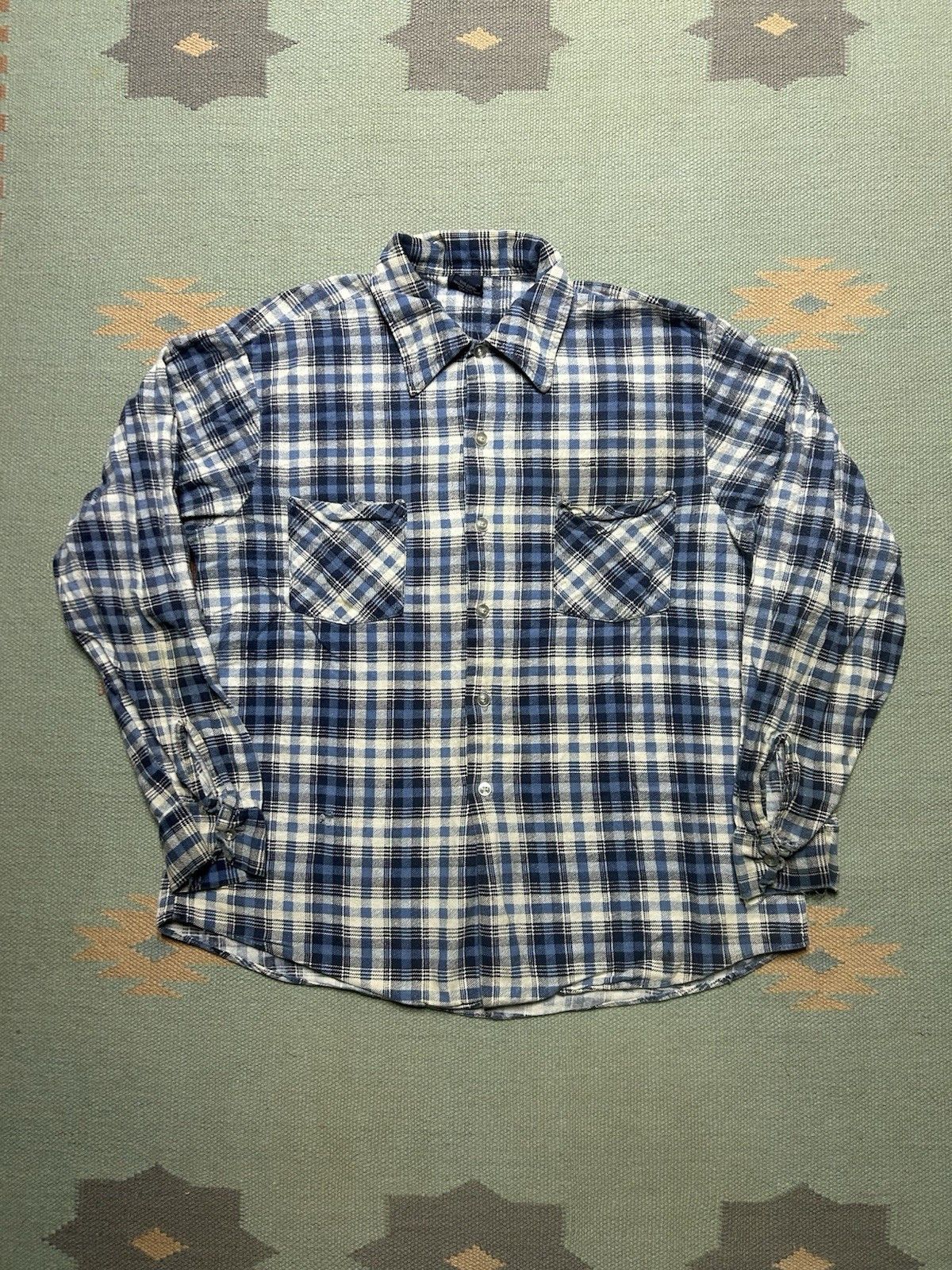 Vintage VTG 80s flannel shirt brushed cotton distre soft plaid large Size US L / EU 52-54 / 3 - 1 Thumbnail
