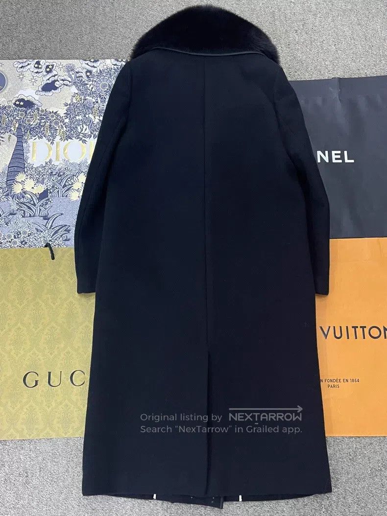 Fendi Fendi Black Lamb Fur Collar Wool Coat with Detachable Fur Size XXS / US 00 / IT 34 - 3 Thumbnail