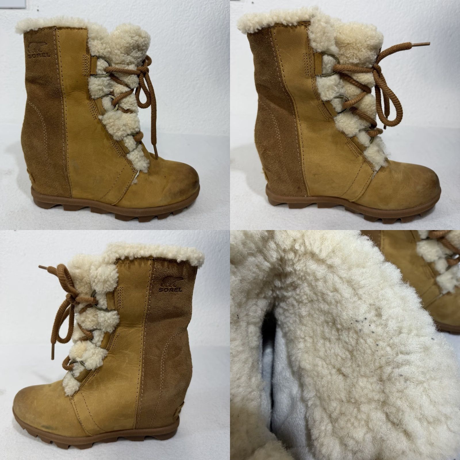 SOREL Sorel Joan of Arctic Wedge II Shearling Boots Size 6.5 Womens Light Brown Brown Leather Narrowed Options? Size US 7 / IT 37 - 8 Thumbnail