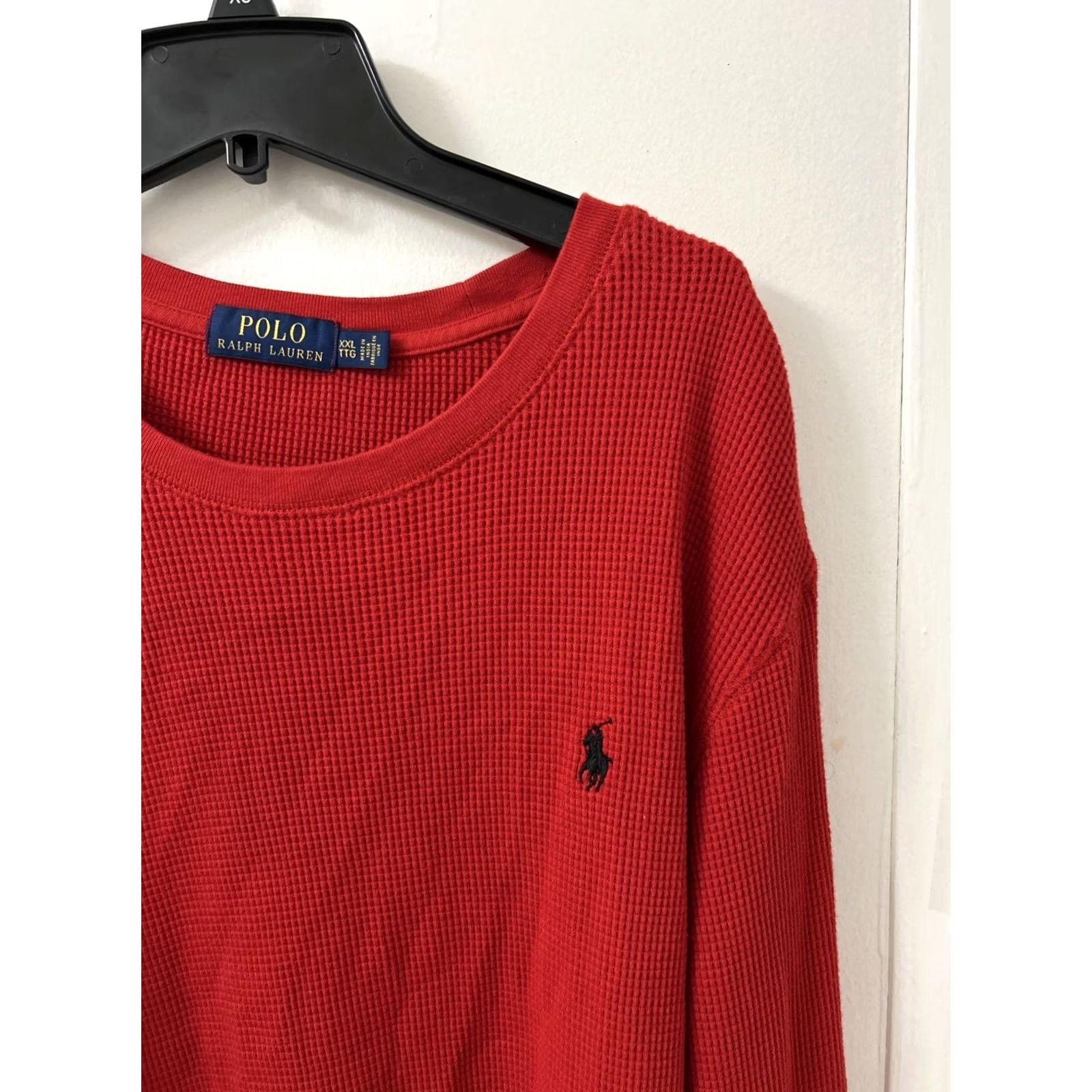 Polo Ralph Lauren Polo Ralph Lauren Shirt Mens 2XL Red Thermal Waffle Knit Long Sleeve Crew Neck Embroidered Logo All Seasons Pullover Size US XXL / EU 58 / 5 - 3 Thumbnail