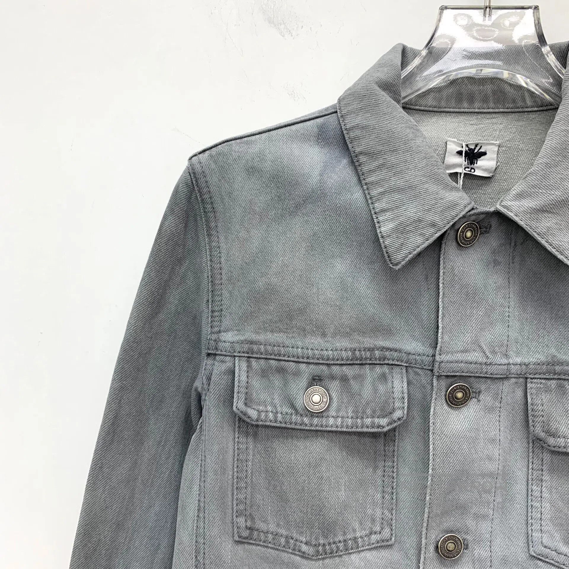 Dior Dior Gray Washed Distressed Bee Embroidered Cotton Collar Size XS / US 0-2 / IT 36-38 - 3 Thumbnail