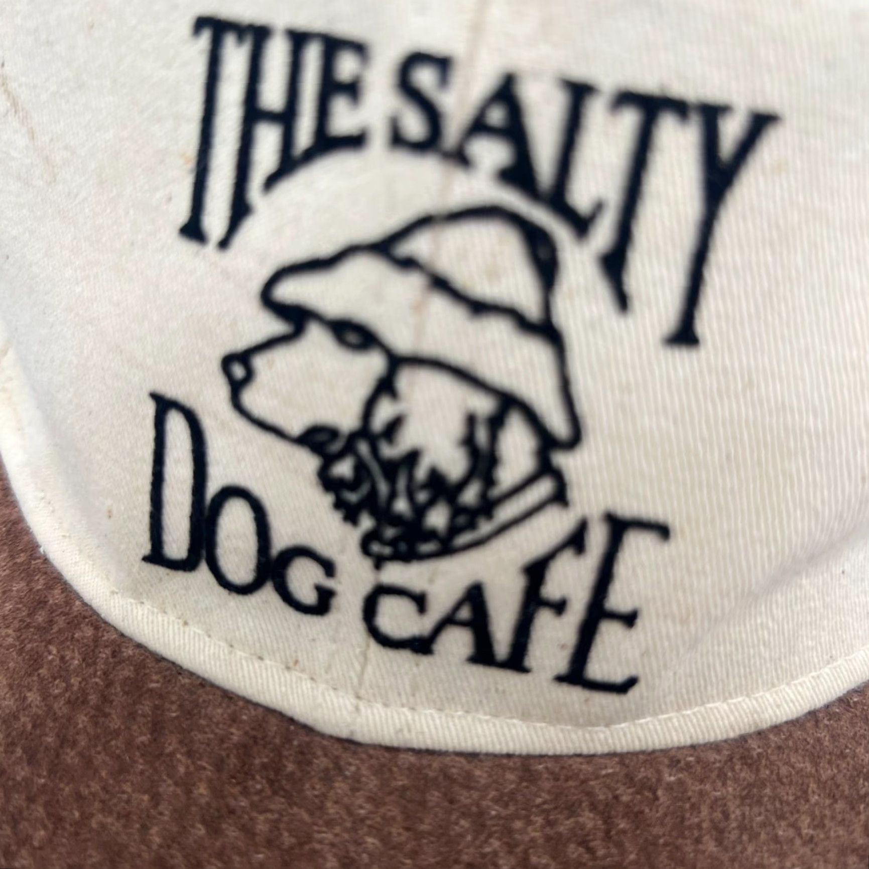 Vintage KC Salty Dog Café Trucker Hat Adult One Size Beige Embroidered Leather Brim Adjustable Cap Mens Size ONE SIZE - 2 Thumbnail