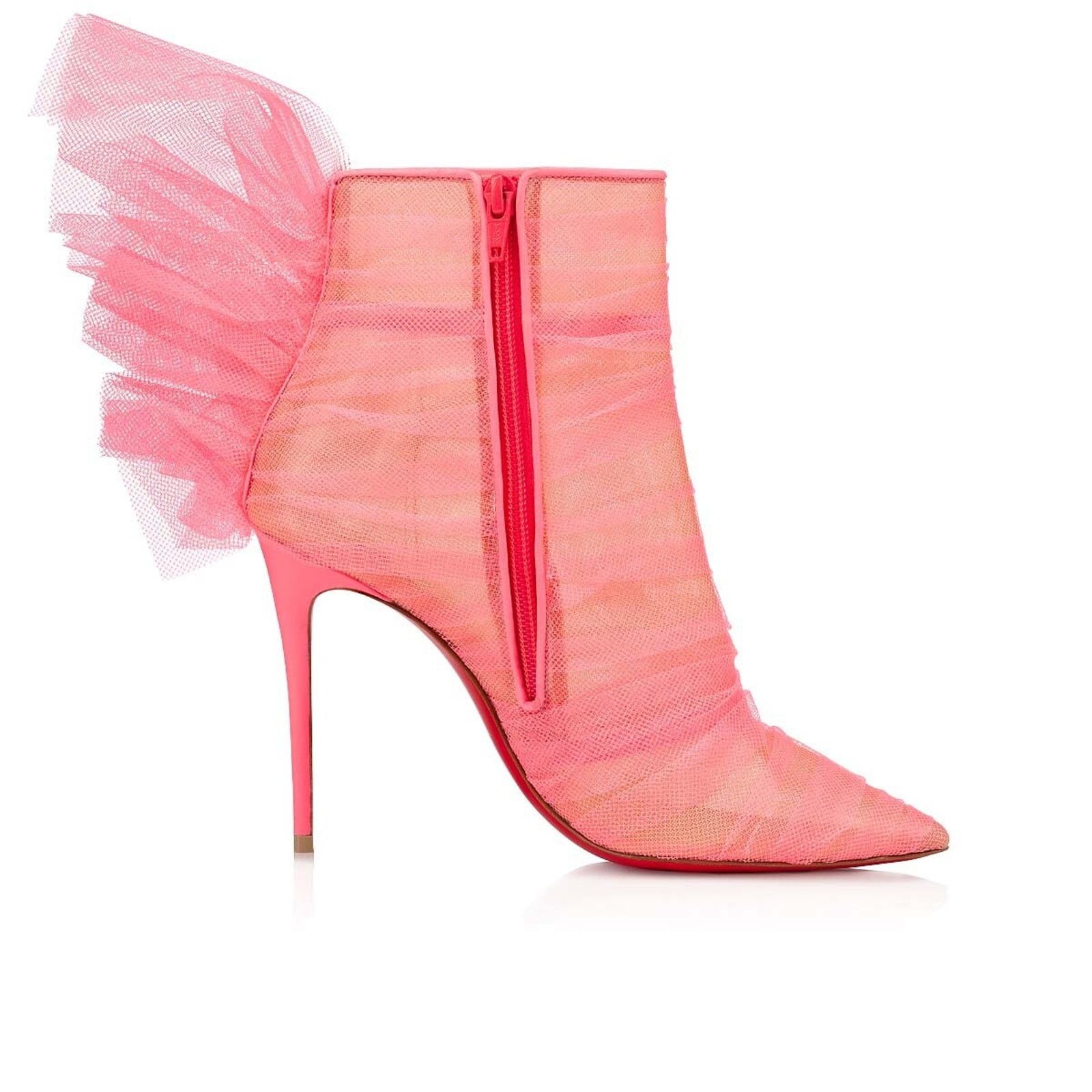 Christian Louboutin Christian Louboutin Libellibooty 100 Pink Mesh Tulle Ankle Size US 7 / IT 37 - 7 Thumbnail