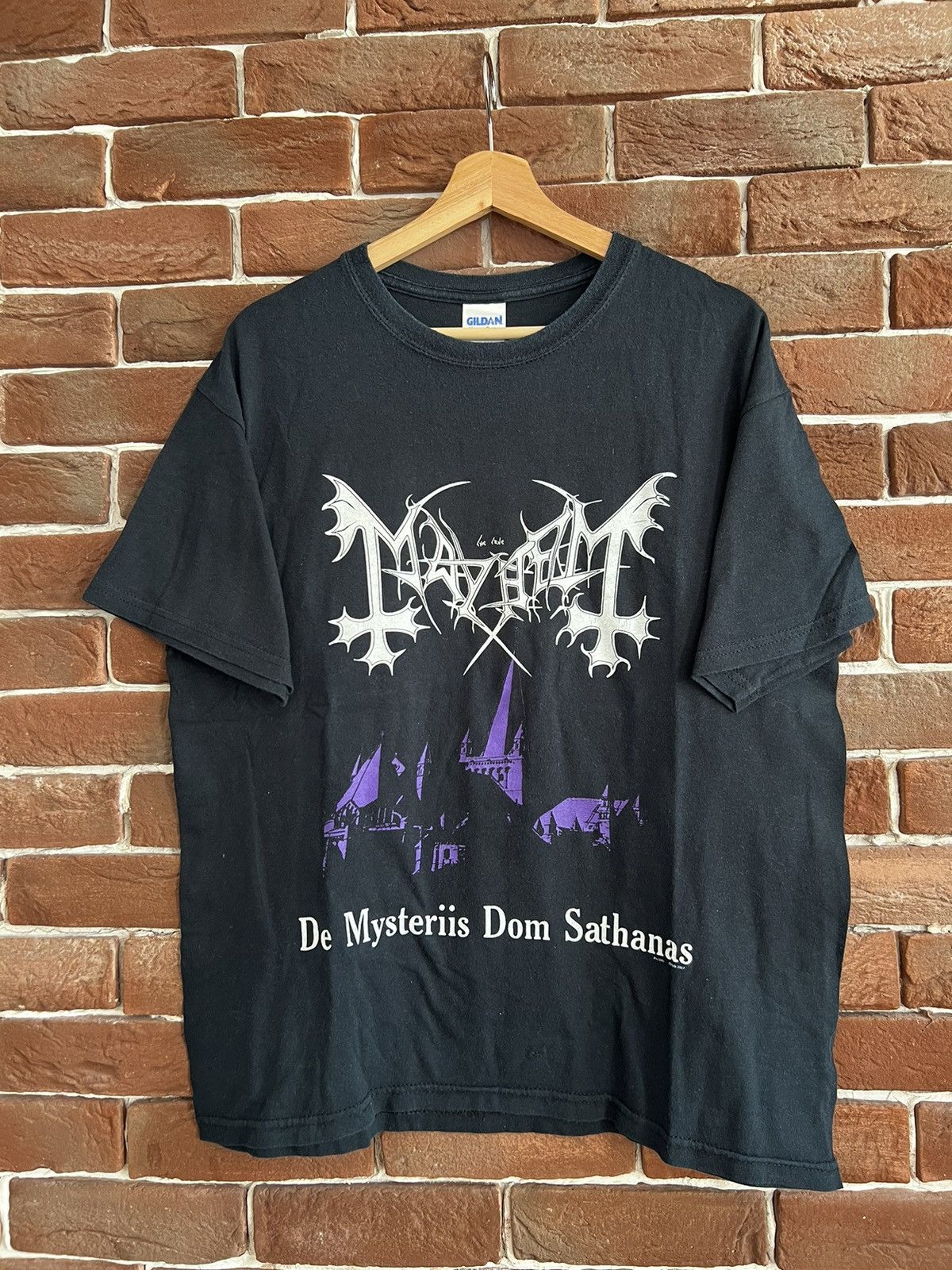 image of Rare Vintage 2007 OG Mayhem De Mysteriis Black Metal Tshirt, Men's (Size Large)