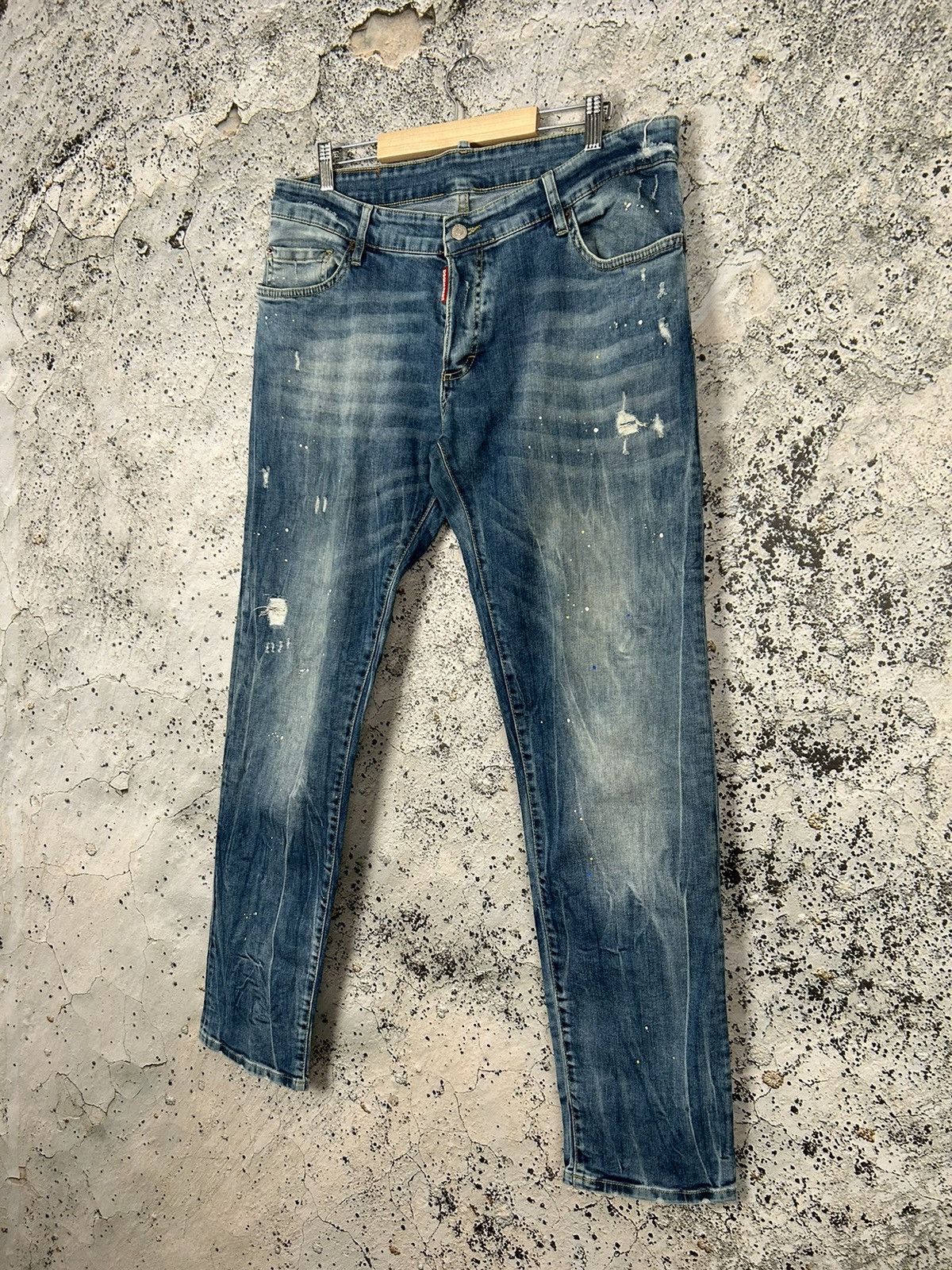Vintage Dsquared2 Distressed Denim Pants Paint Y2K Punk