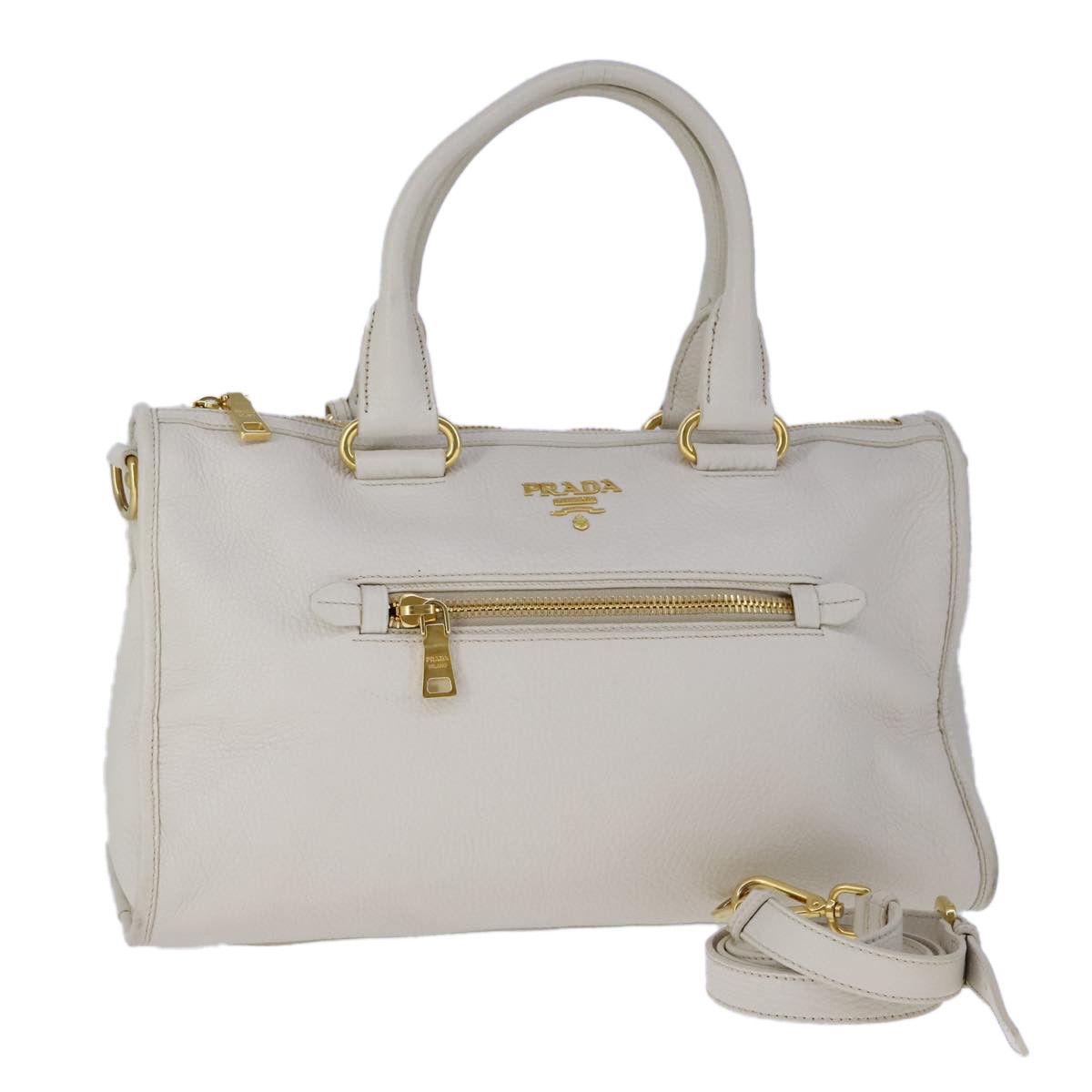 Prada Vitello White Leather Handbag (Pre-Owned) Size ONE SIZE - 1 Thumbnail