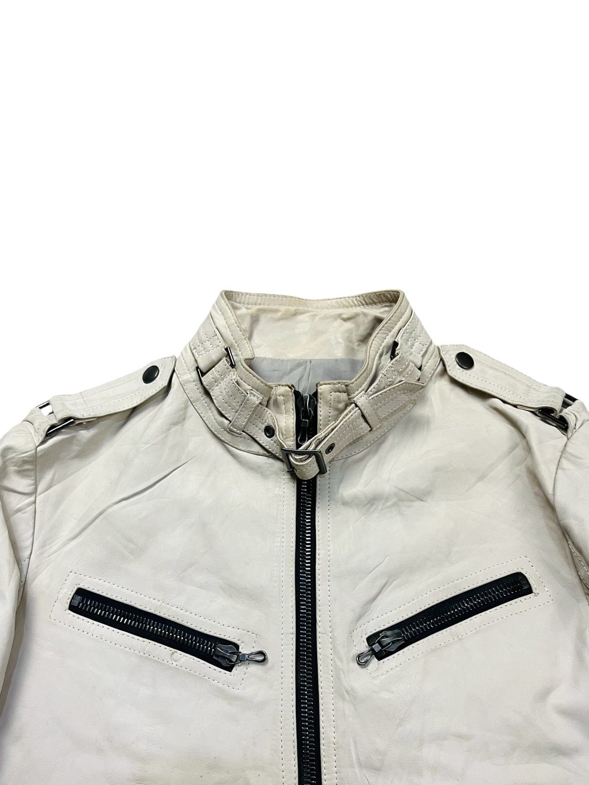 Shellac 2000s Shellac - White Cyber Rider Leather Jacket Size US M / EU 48-50 / 2 - 9 Thumbnail