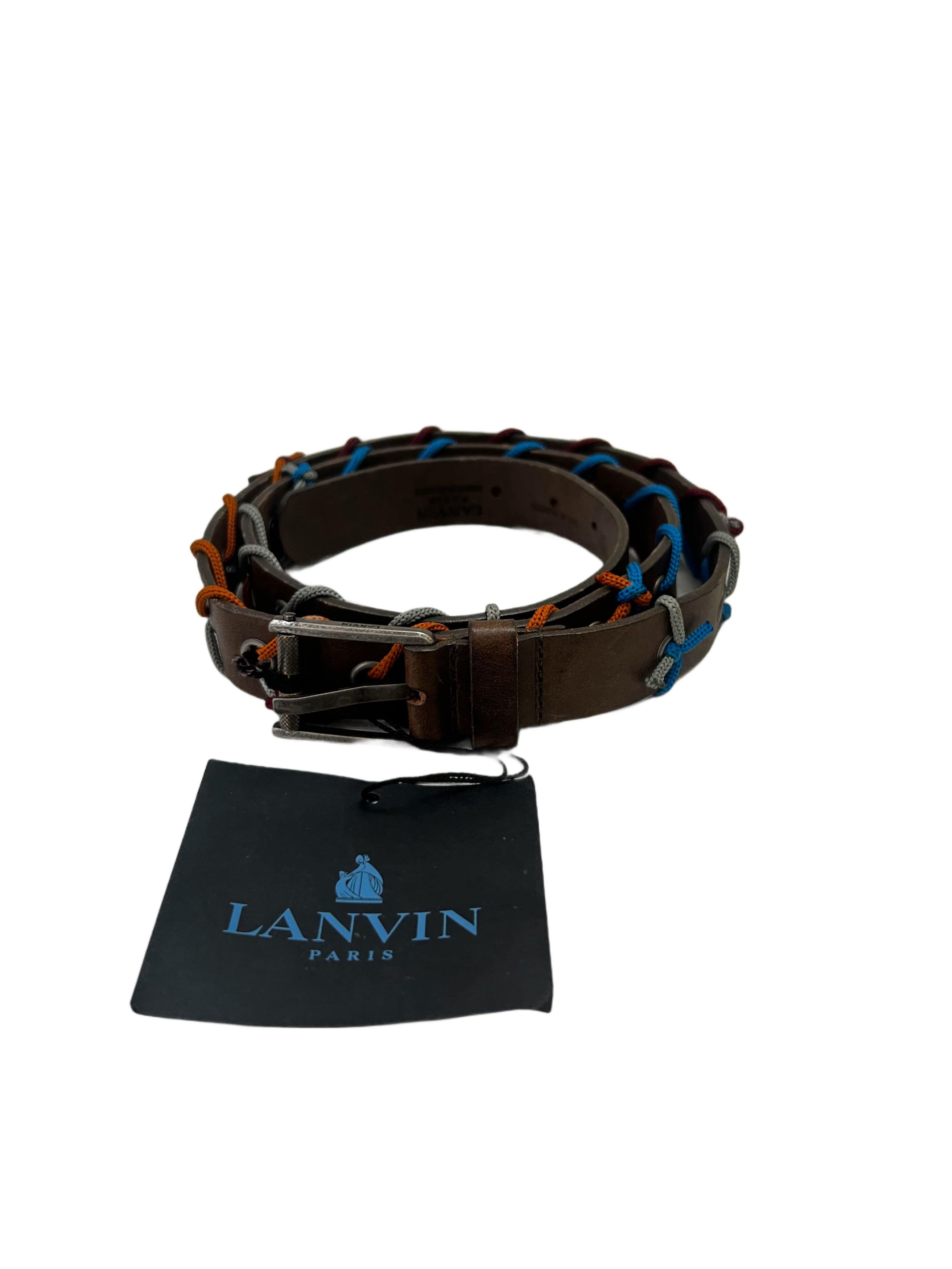 Lanvin Lanvin Leather Rivet Belt With Multicolour Cord Size 34 - 4 Thumbnail