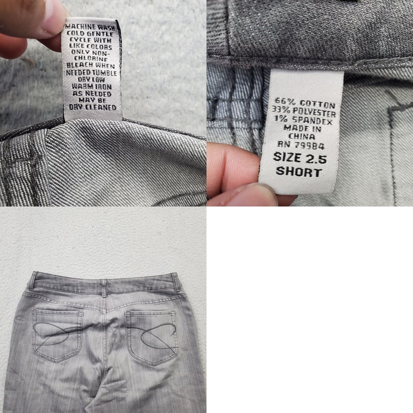 Vintage Chico's Platinum Jeans Womens L Gray Denim Stretch Dark Wash Straight Leg Jeans Size 36" / US 14 / IT 50 - 8 Thumbnail