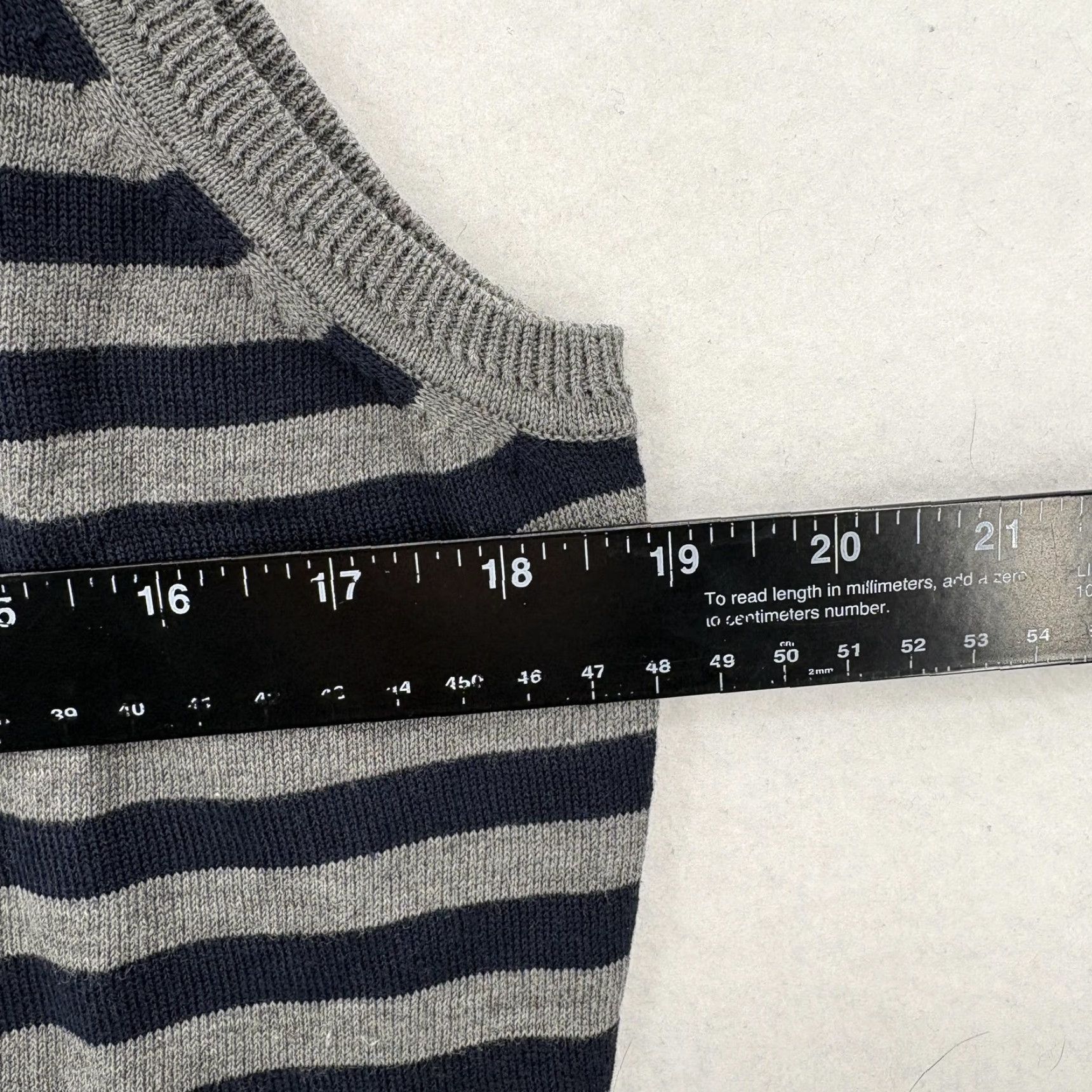 Talbots Talbots Sweater Vest Womens Large Gray Stripe V Neck 100% Cotton Knit Casual NWT Size L / US 10 / IT 46 - 7 Thumbnail
