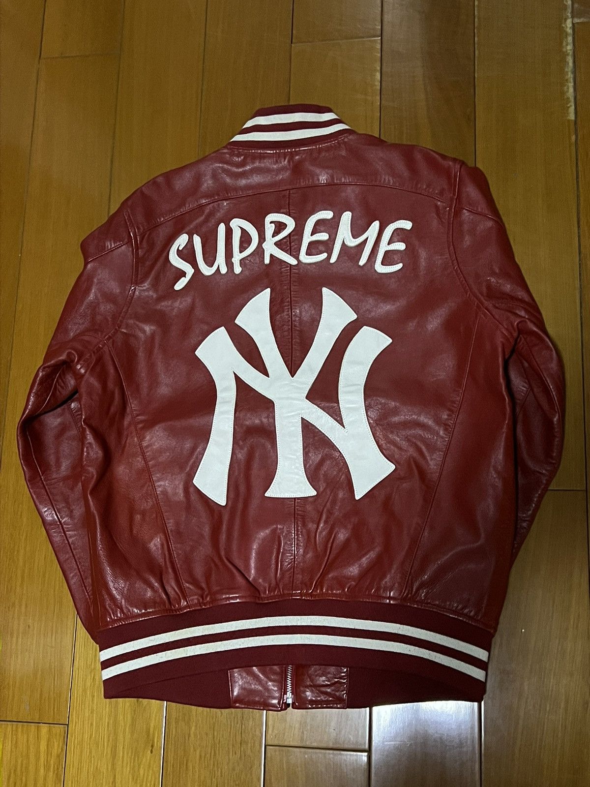 Supreme Yankees leather varsity jacket Outerwear