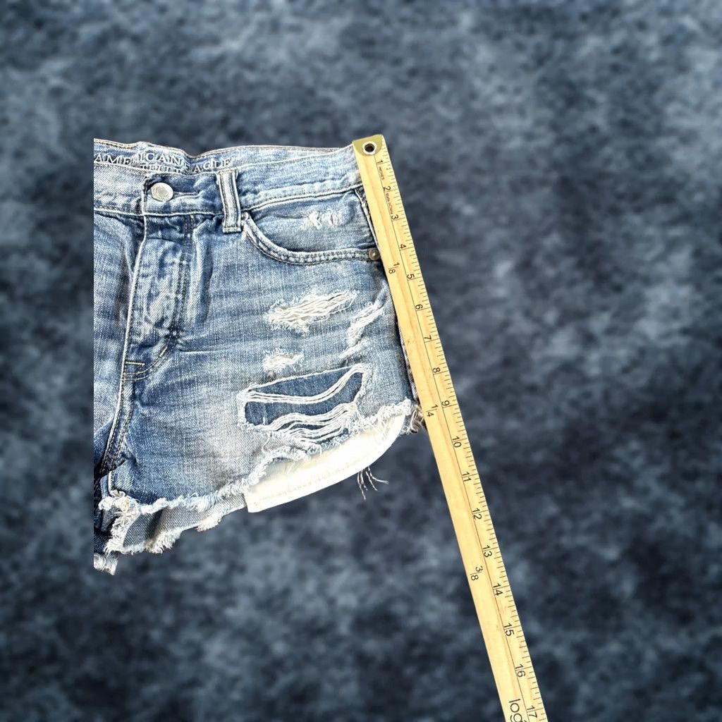 American Eagle Outfitters American Eagle Outfitters Shorts Women's Size 28 Blue Denim Mid Rise Frayed Button Fly Cut-Off Festival 28W Womens Size 28" / US 6 / IT 42 - 1 Thumbnail
