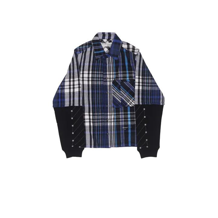 Off-White OFF-WHITE Blue Jersey Sleeve Plaid Shirt 0079 Size US XS / EU 42 / 0 - 1 Thumbnail