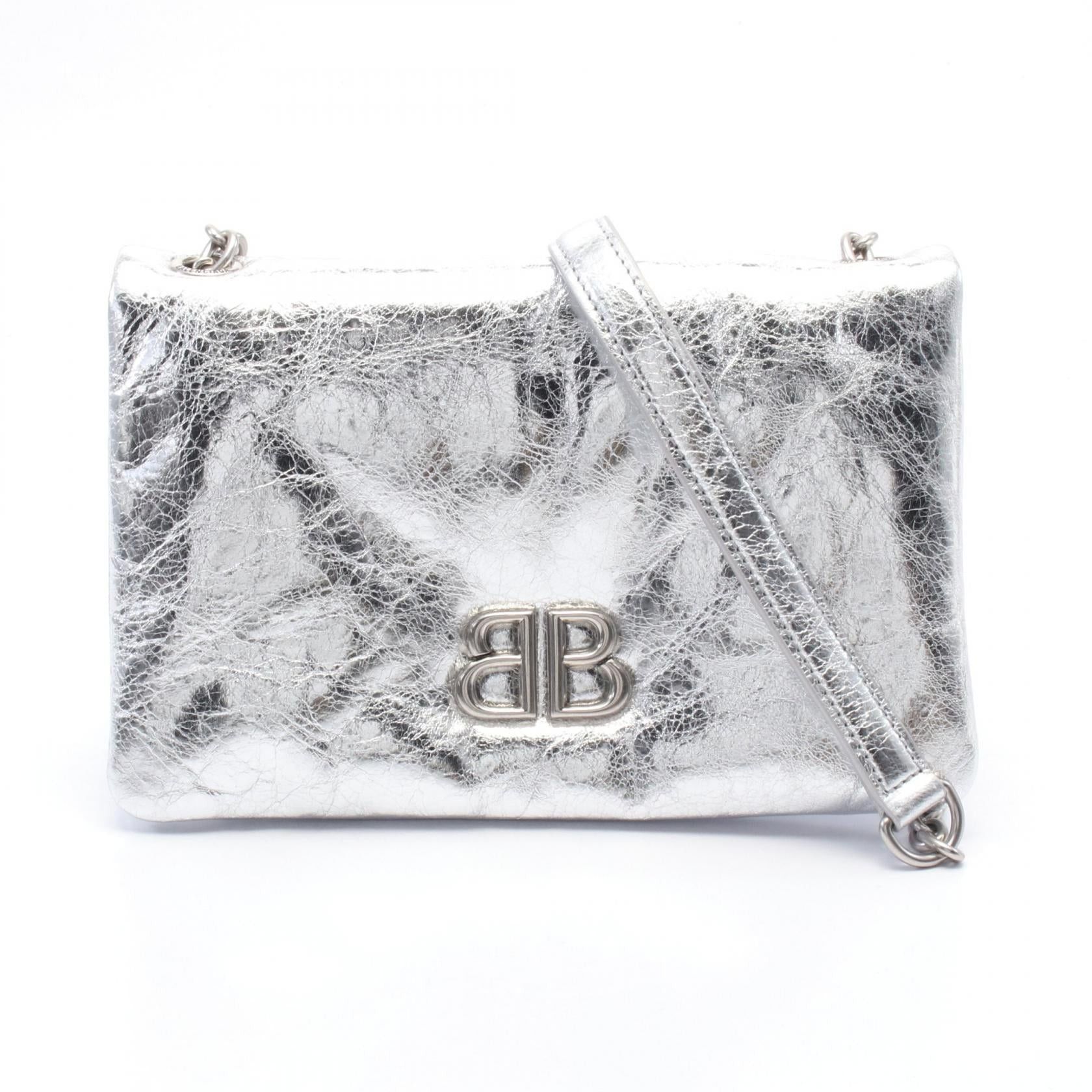 Balenciaga Balenciaga Monaco Nano Bag Metallized Shoulder Leather Silver Size ONE SIZE - 1 Thumbnail