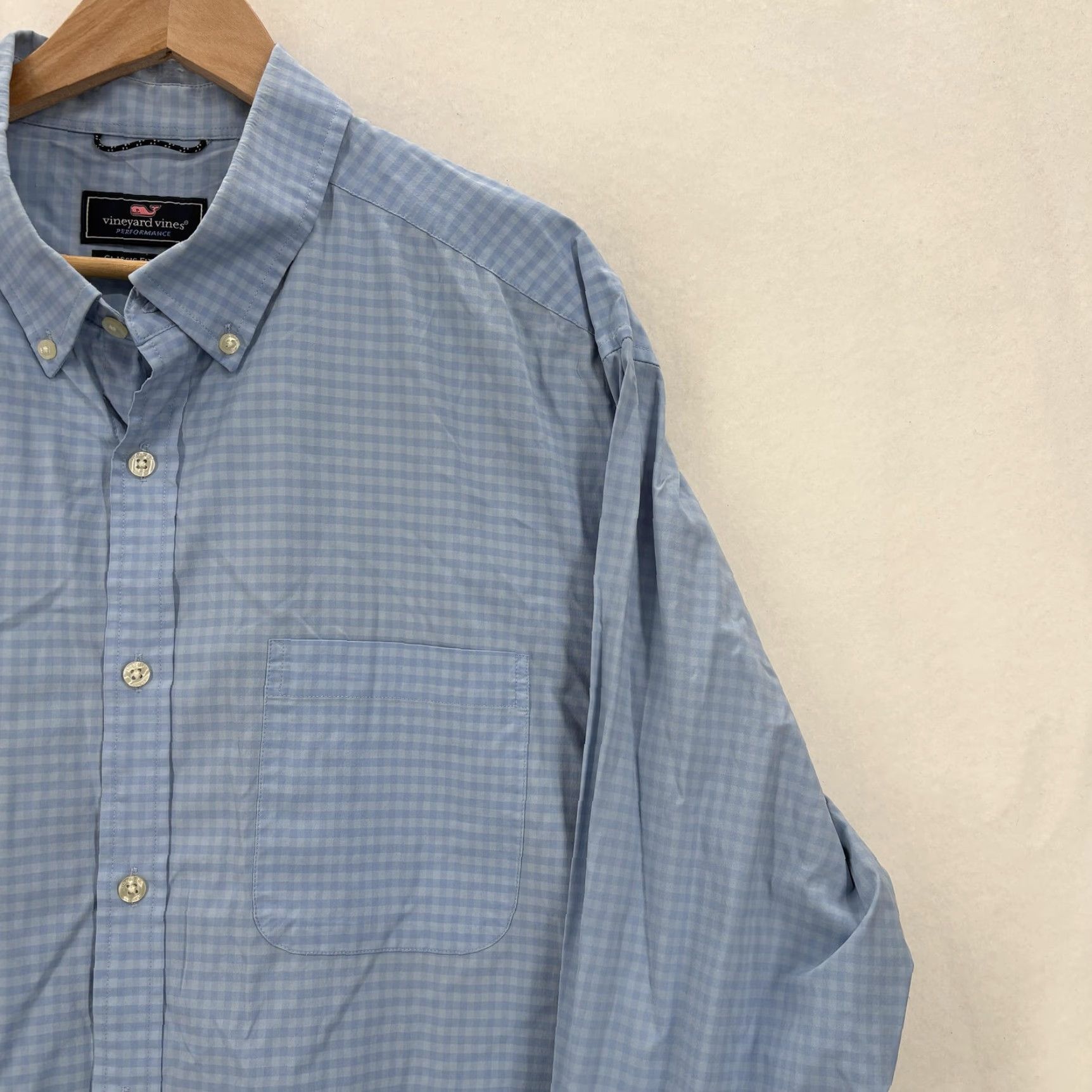 Vineyard Vines Vineyard Vines Shirt Mens XL Blue Check Performance Classic Fit Long Sleeve Size US XL / EU 56 / 4 - 2 Thumbnail