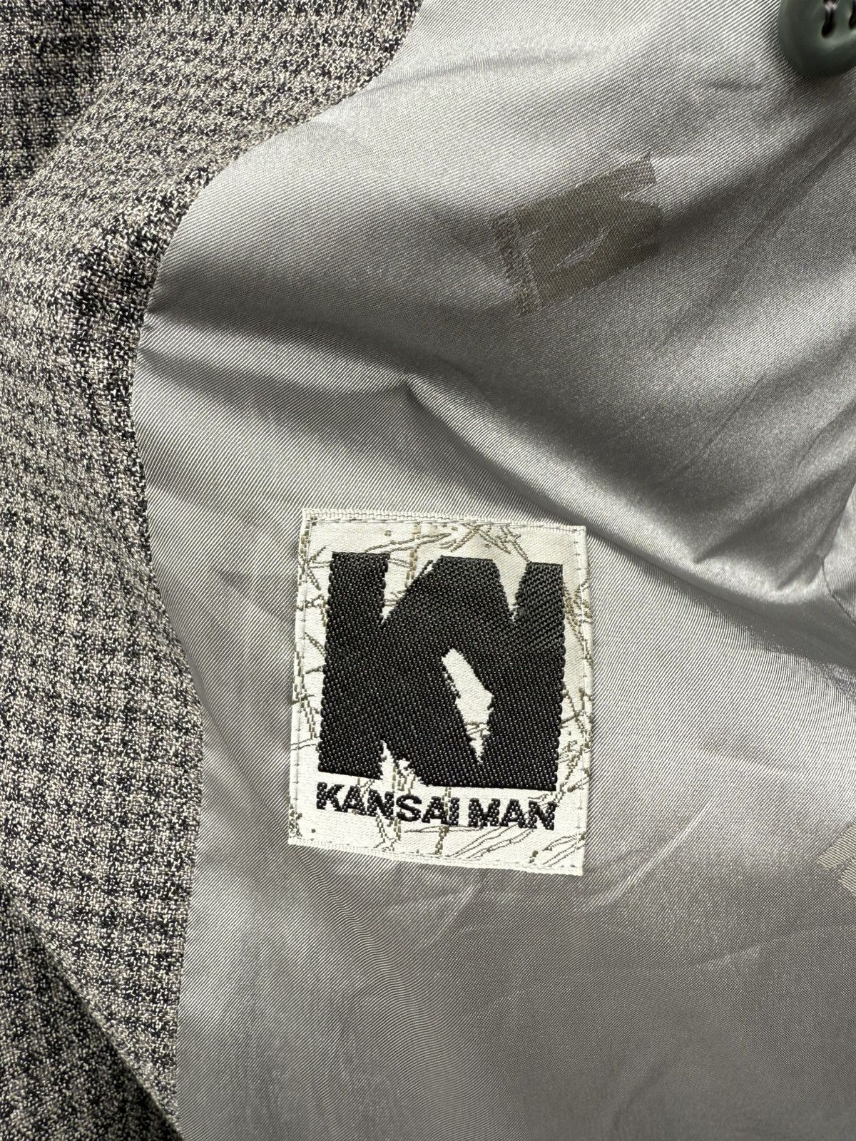 Kansai Yamamoto Vintage 90s KANSAI MAN Wool Blended Small Checked Blazer Size 42S - 5 Thumbnail