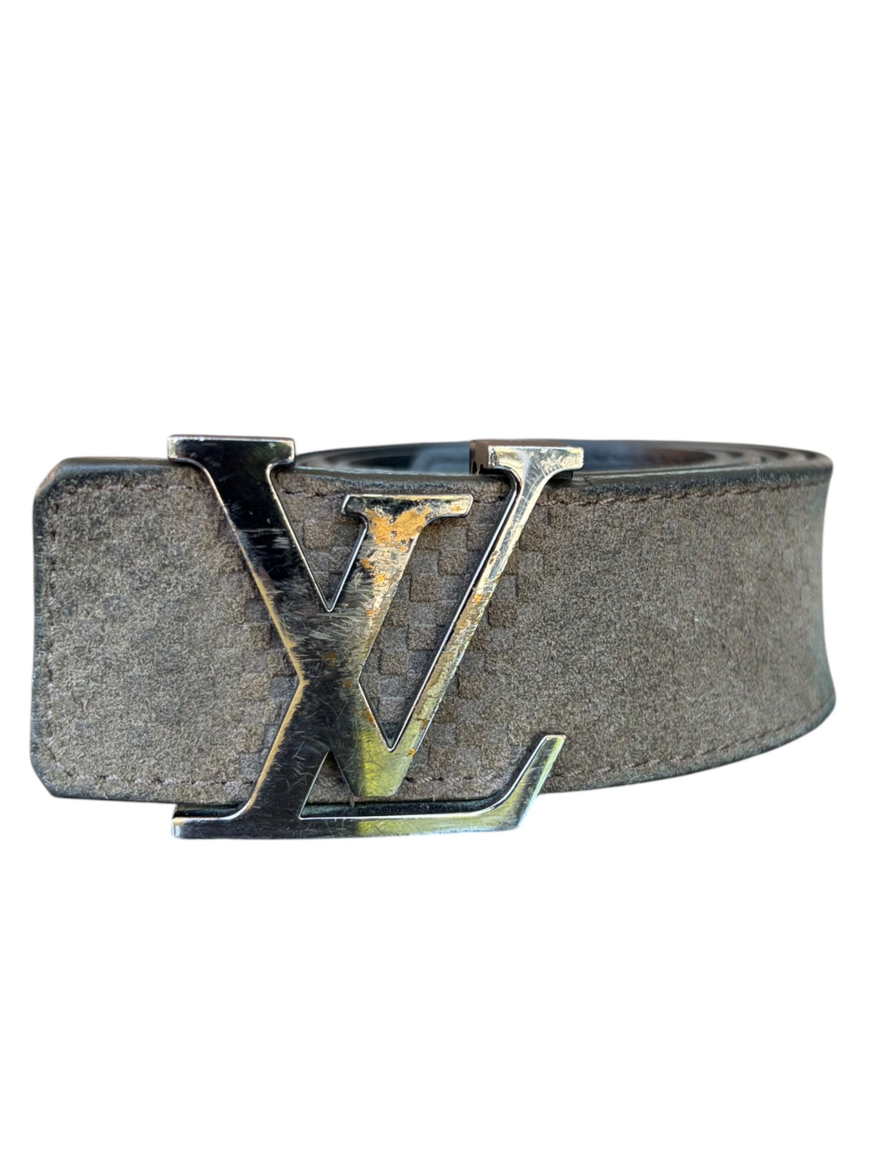 Louis Vuitton Louis Vuitton Light Brown Damier & Silver Buckle Suede Belt Size 32 - 1 Thumbnail