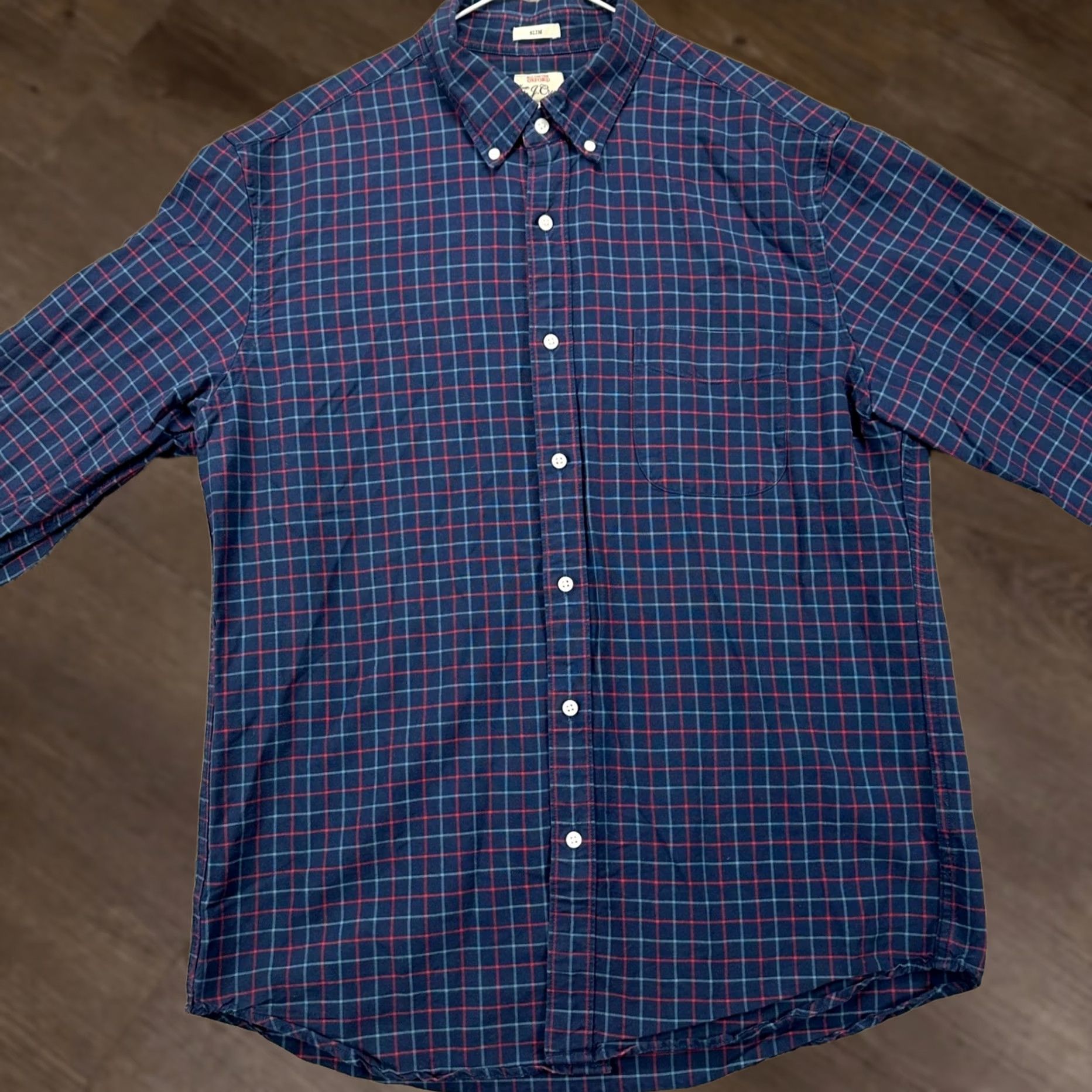 J.Crew J.Crew Mens Large Shirt Button Down Blue Red Plaid Slim Fit Pocket Button-Down Long Sleeve Casual Workwear Men Size US L / EU 52-54 / 3 - 1 Thumbnail