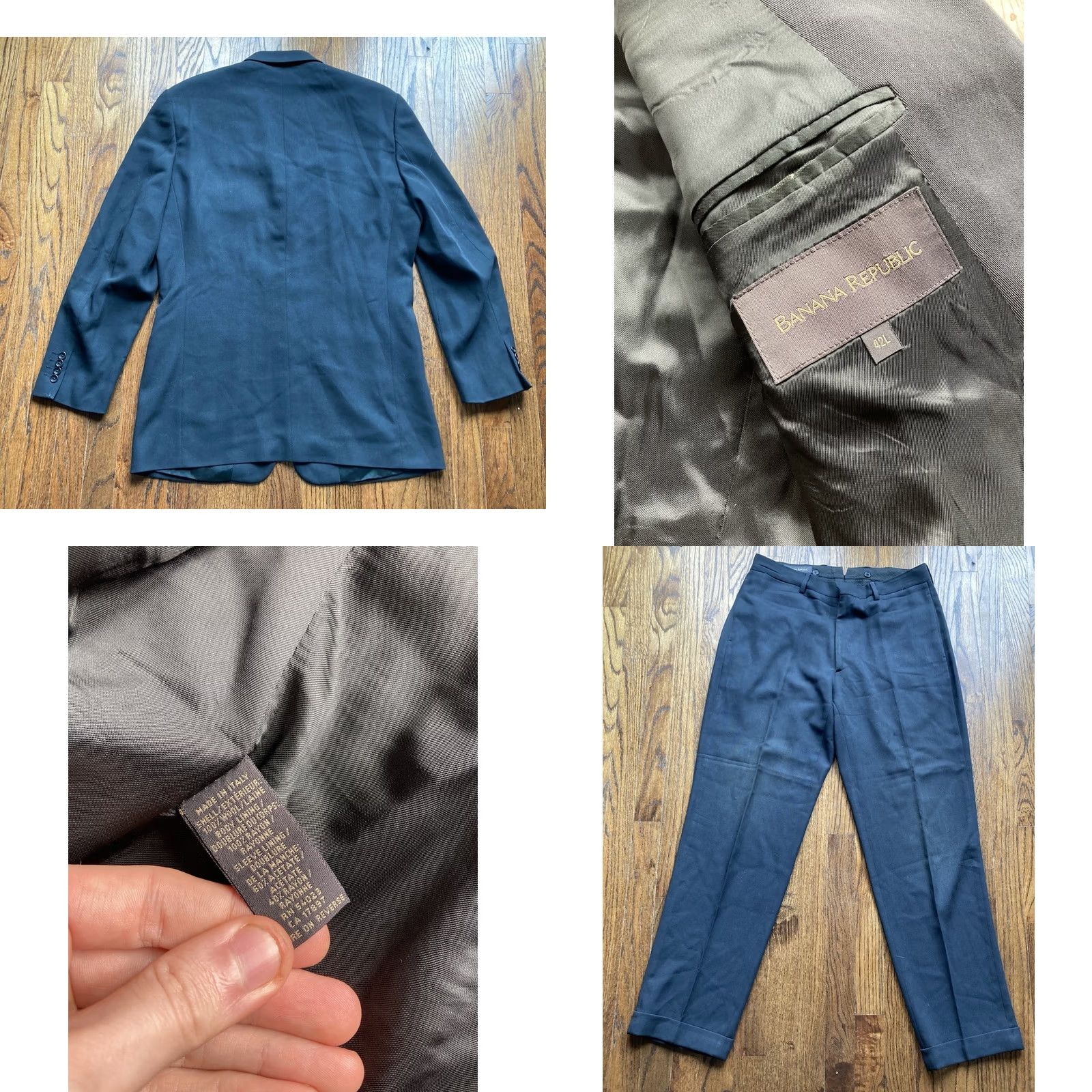 Banana Republic Banana Republic 2 Piece Suit Mens Size 42L Gray Wool Made In Italy 100% Wool Dry Clean Only Size 42R - 8 Thumbnail
