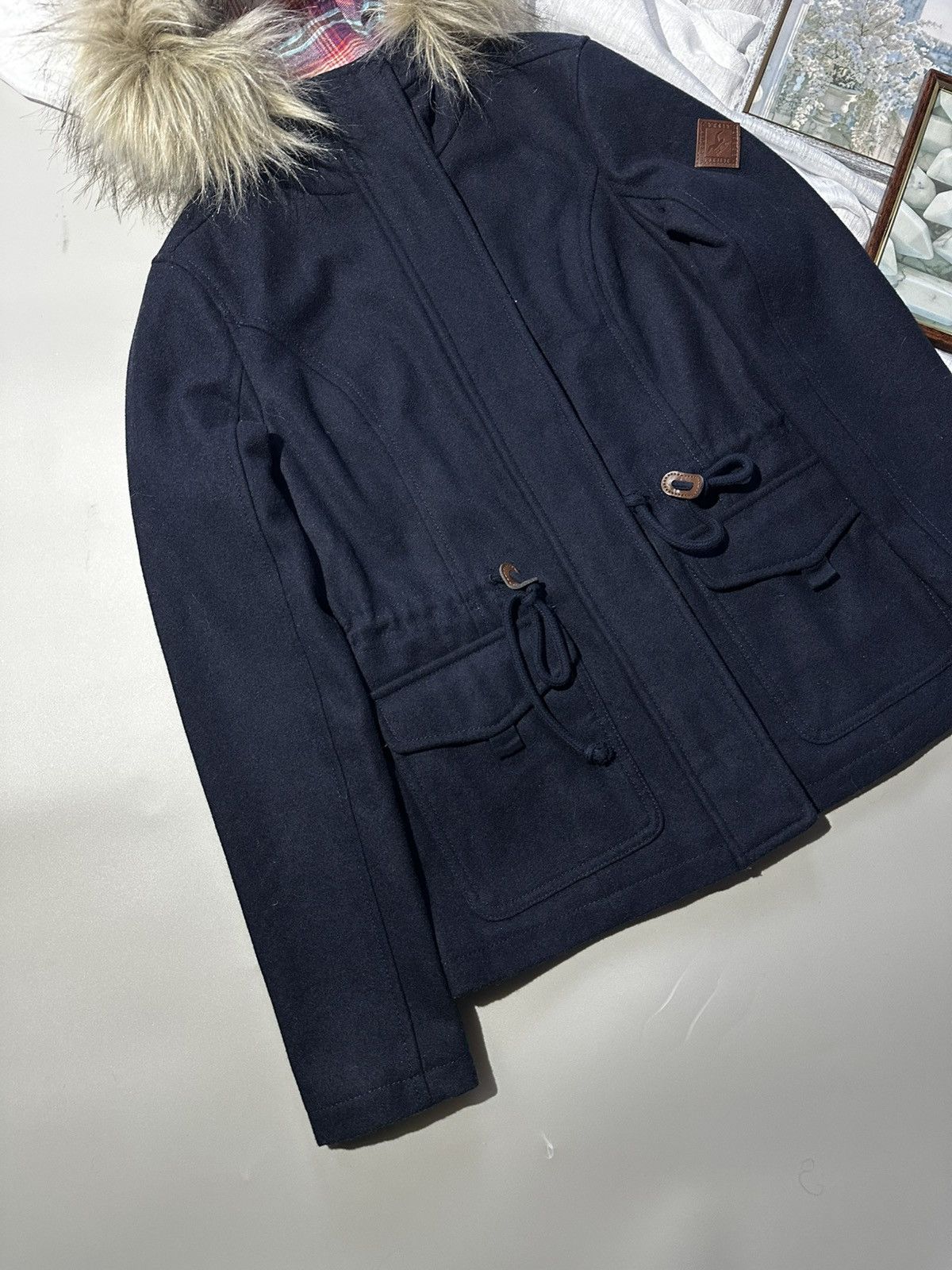 Hollister Hollister Faux Fur Trim Hooded Parka Jacket - Navy Blue - Size S / US 4 / IT 40 - 4 Thumbnail