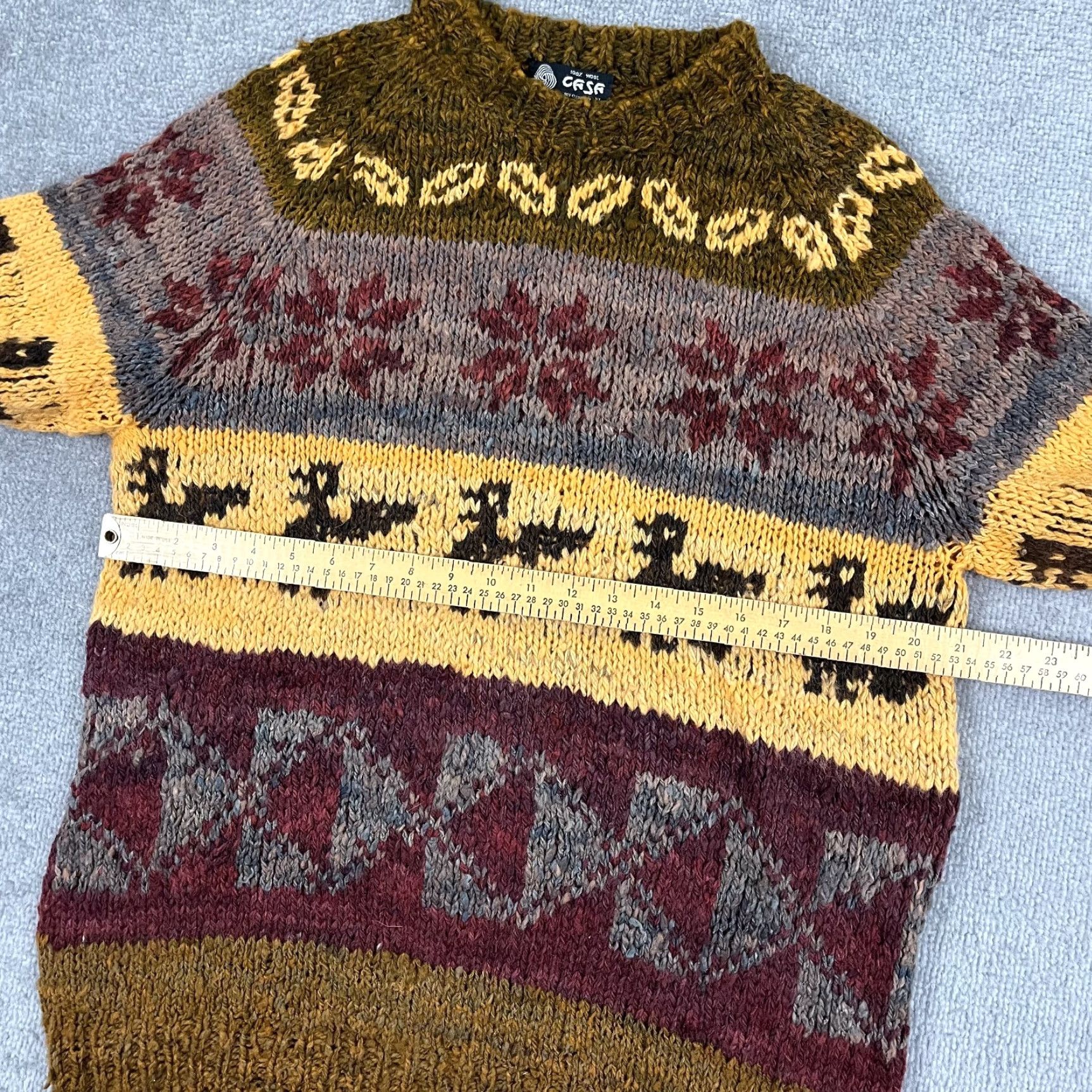 SAS Casa Bolivia Wool Sweater Mens M 100% Knit Fair Isle Multicolor Dragon Crewneck Long Sleeve Size US M / EU 48-50 / 2 - 4 Thumbnail
