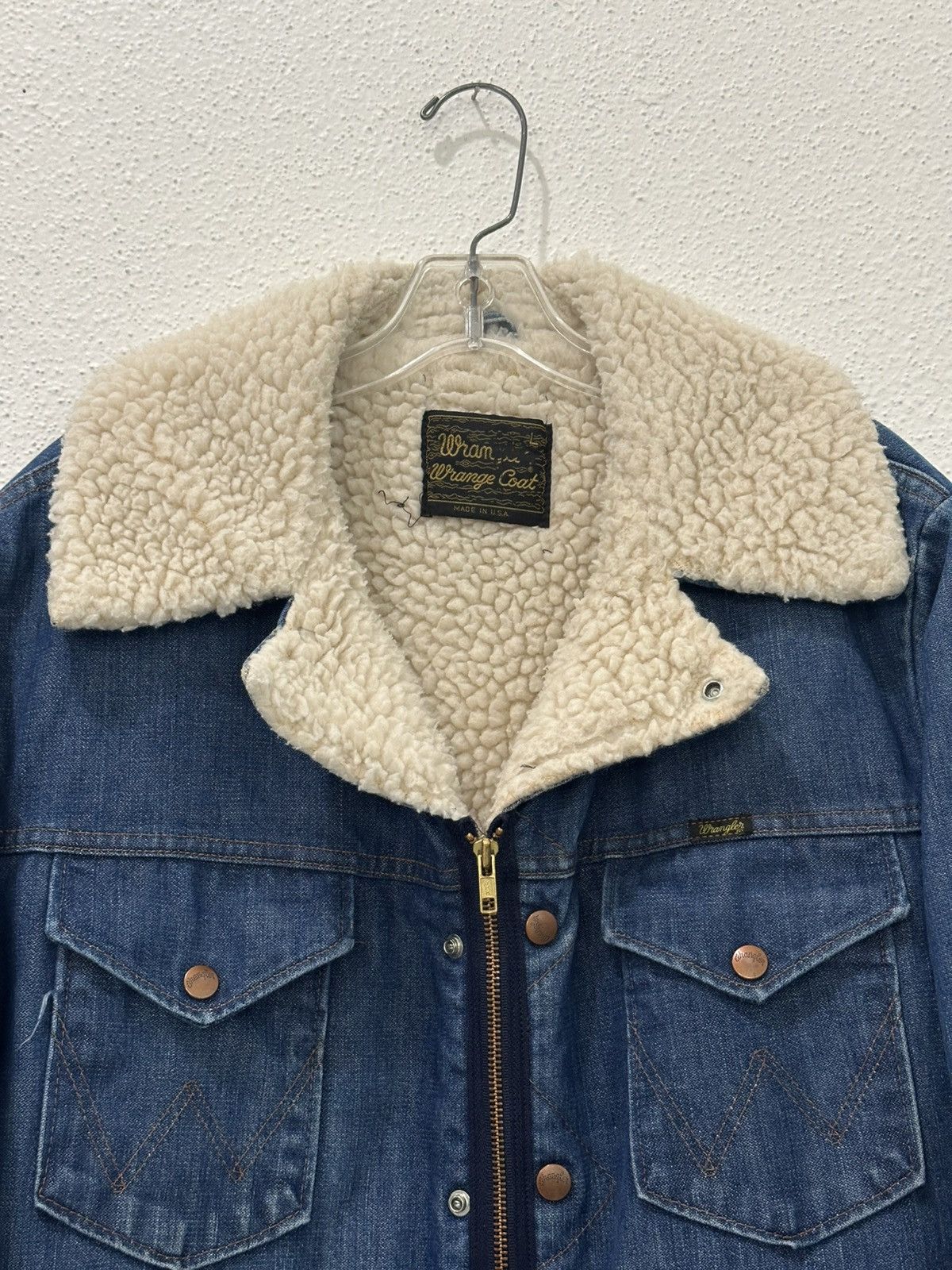 Wrangler Vintage 70s Wrangler Wrange Denim Barn Coat Sherpa Lined 