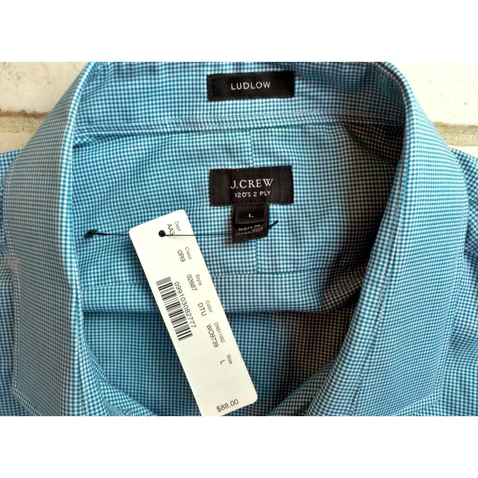 J.Crew J. Crew Ludlow Shirt Aqua Checkered 100% Cotton Button-Front LG NWT Mens Shirt Size US L / EU 52-54 / 3 - 3 Thumbnail