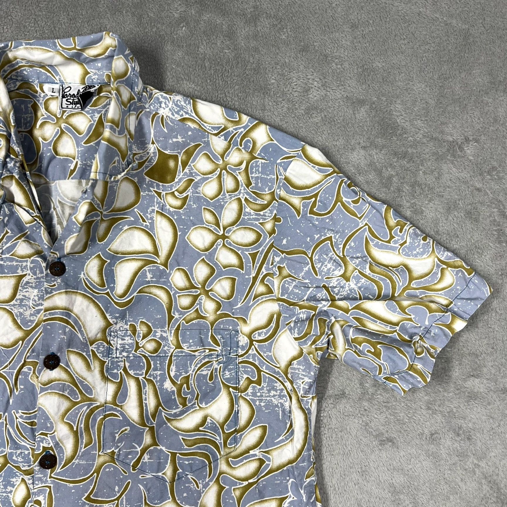 Paradise Paradise Style Men's Hawaiian Button-Up Shirt L Large Floral Print Multicolor Short Sleeve Collared Button-Down Aloha Style Size US L / EU 52-54 / 3 - 2 Thumbnail