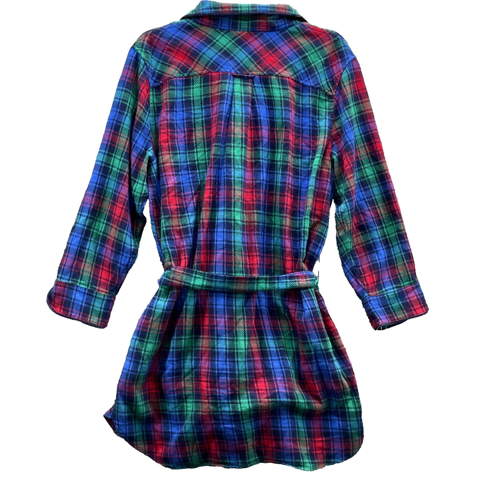 Lands' End Lands' End Flannel Shirt Dress Women Large Plaid Tunic Western Fall Outdoor Gorp Size L / US 10 / IT 46 - 2 Thumbnail