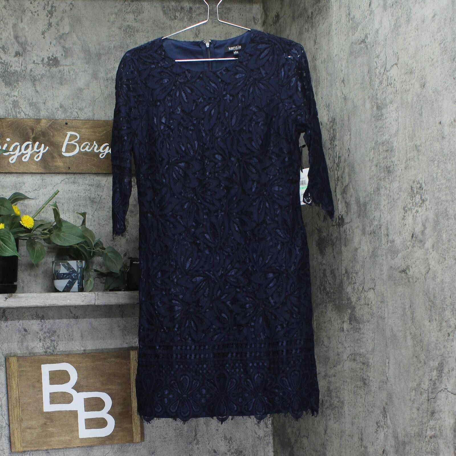 Other Kensie Half Sleeve Lace Sheath Dress Kdln0805 Navy Blue 8 Size M / US 6-8 / IT 42-44 - 1 Thumbnail