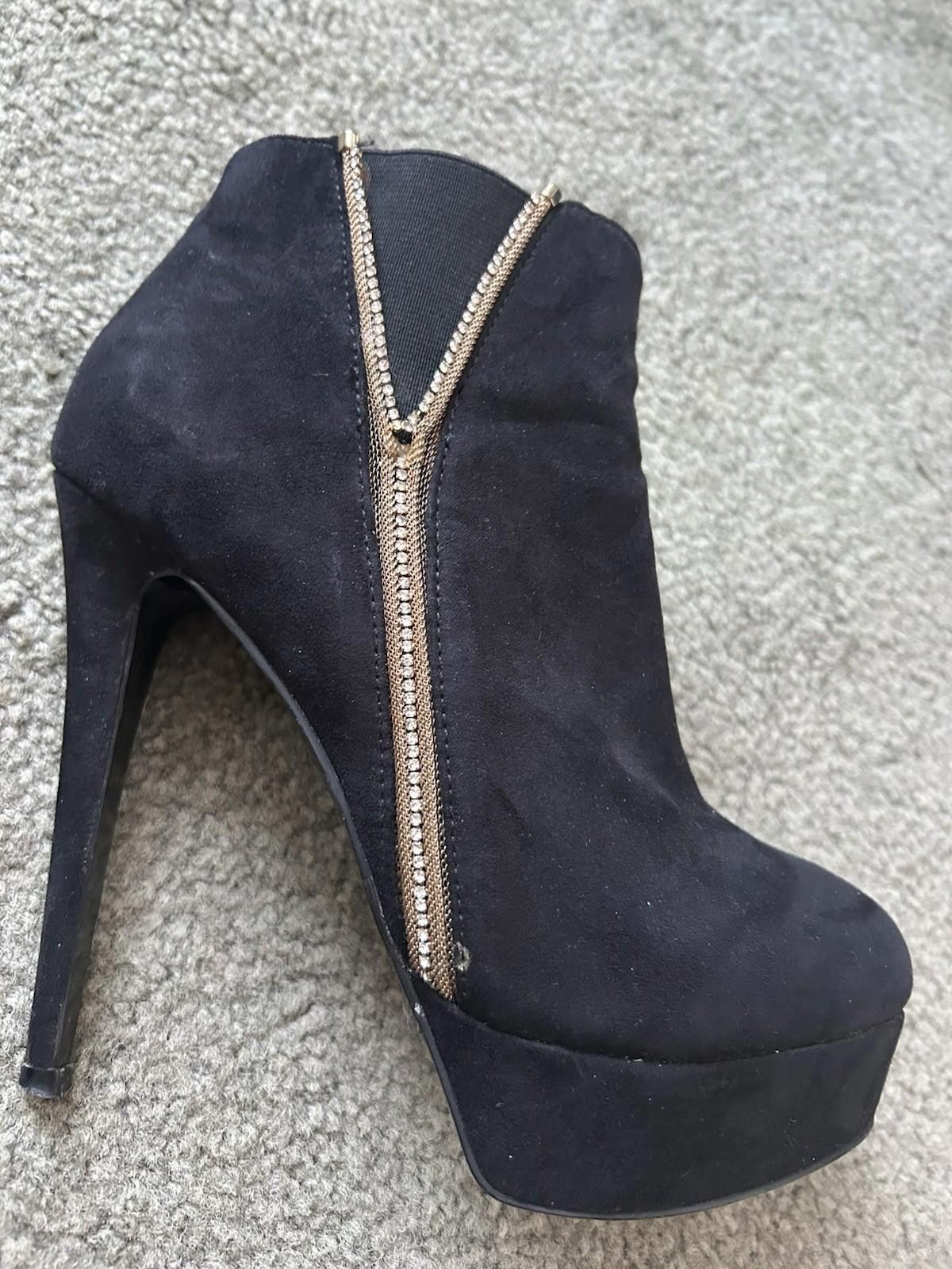 Designer FOREVER NEW Ankle Boot Stiletto Black Diamantés - Size 37 Size US 6 / IT 36 - 6 Thumbnail