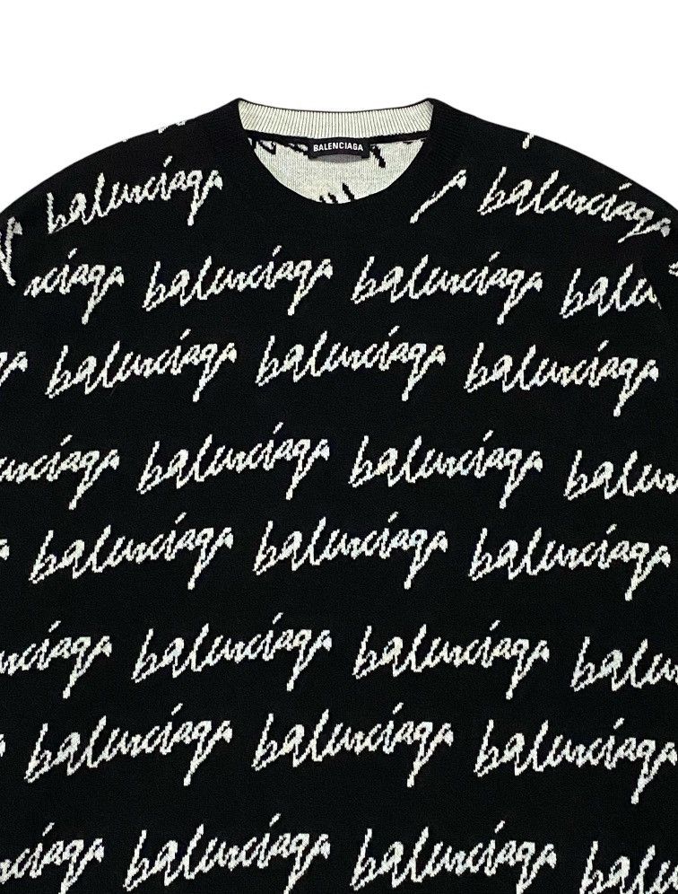 Balenciaga Balenciaga Wool Scribble Logo Sweater Size US M / EU 48-50 / 2 - 8 Thumbnail