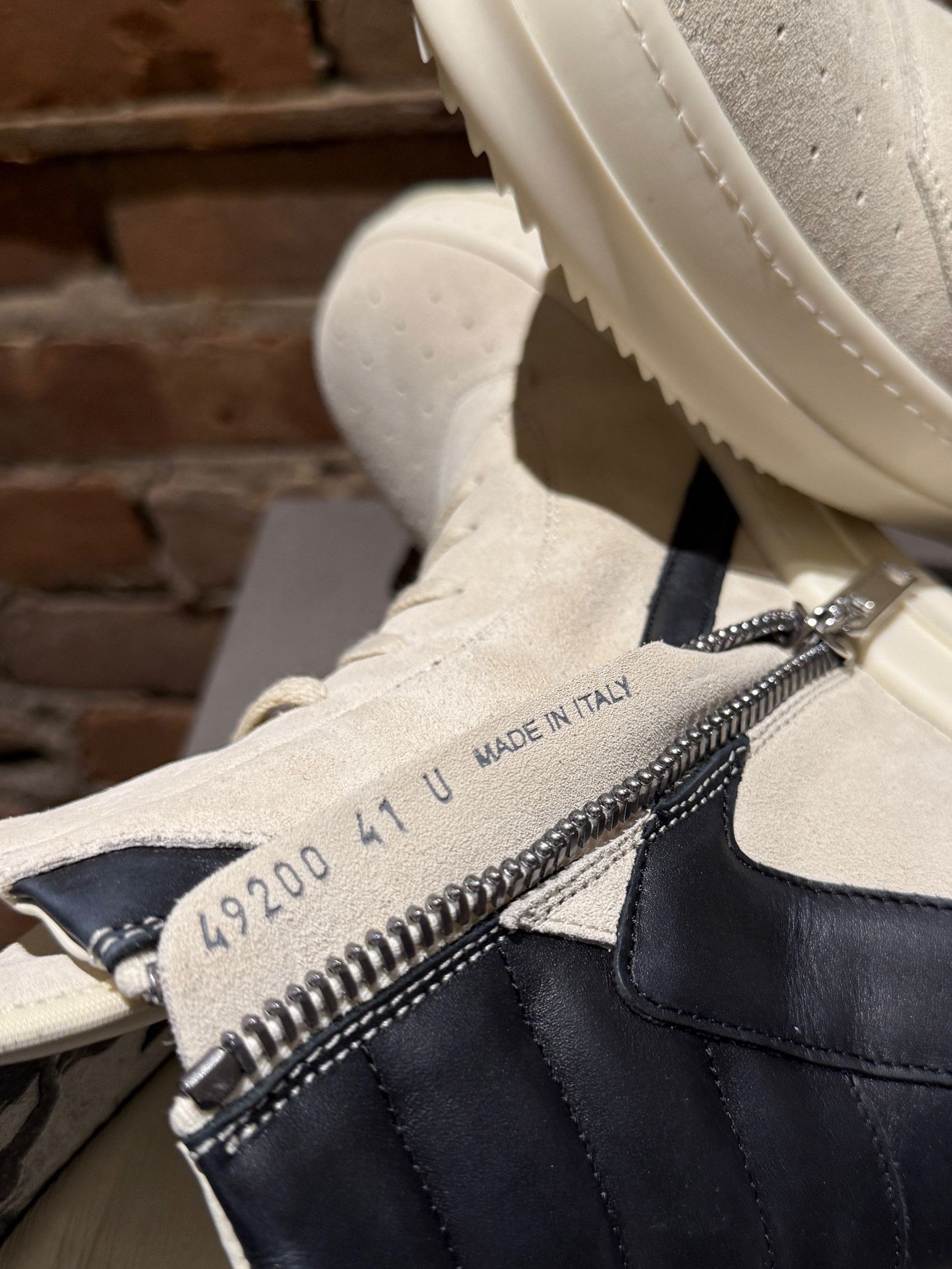 Rick Owens Rick Owens Geobasket Sneakers – White/Black Suede Leather Size US 8 / EU 41 - 12 Thumbnail
