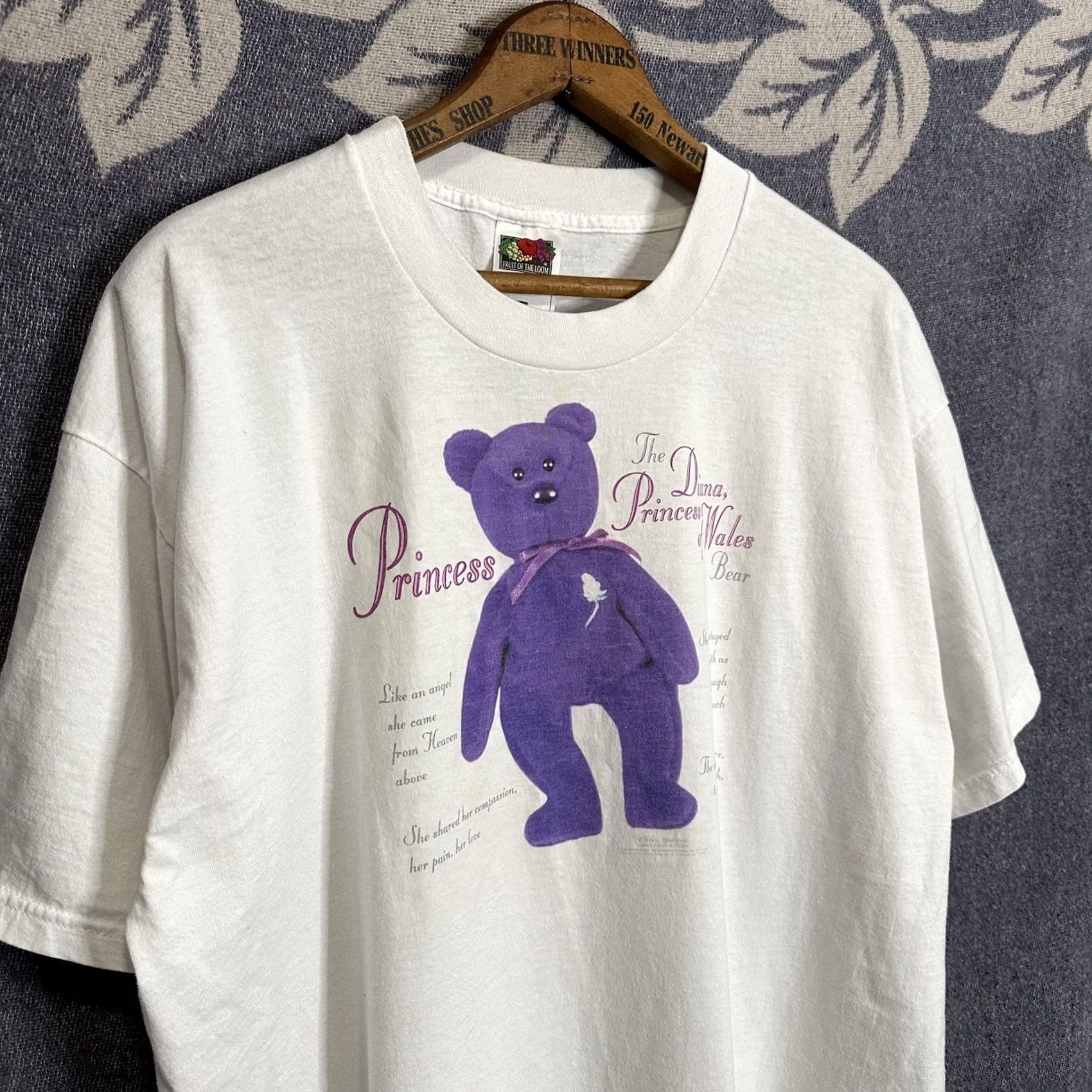Fruit Of The Loom VINTAGE 1998 Princess Diana Of Wales Beanie Babies Graphic T Shirt XL White 90s Nike Size US XL / EU 56 / 4 - 2 Thumbnail