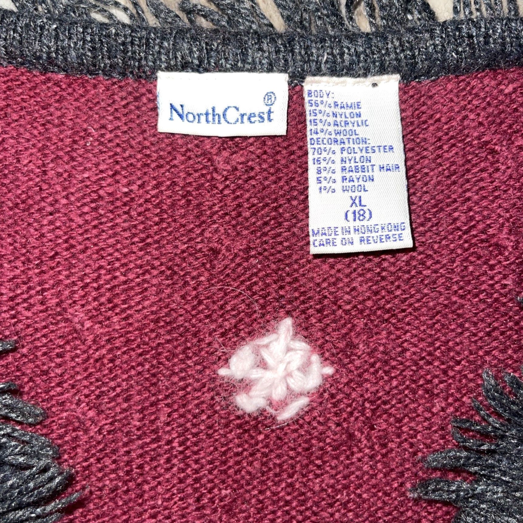 Vintage VINTAGE North Crest Winter Christmas Knit Vest Sweater Women's XL 18 Maroon Gray Holiday Wool Ramie Nylon Acrylic Mens? Size XL / US 12-14 / IT 48-50 - 3 Thumbnail