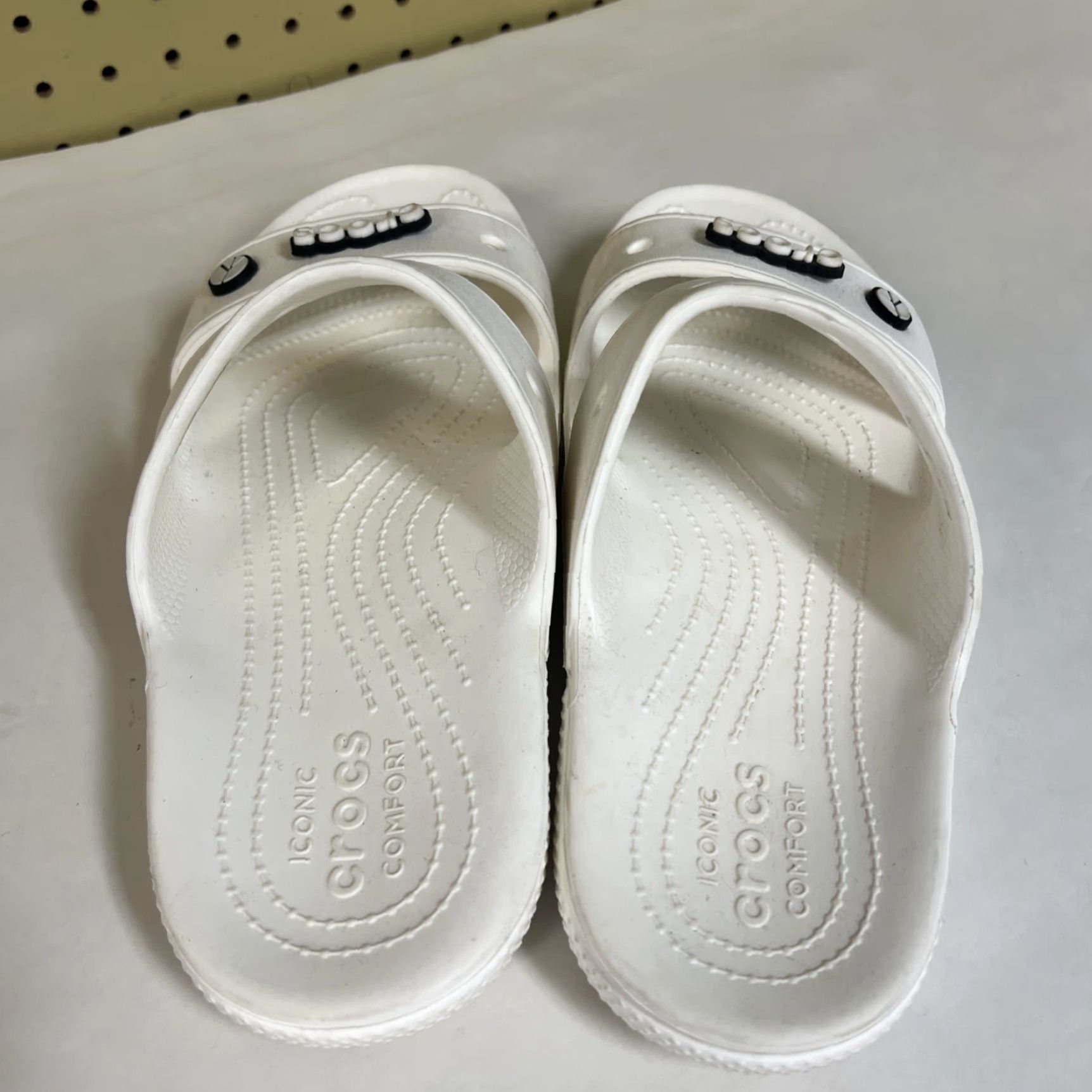 Crocs Crocs Classic Two-Strap Slide Sandals White Unisex Adults Mens Womens-11 11 Crocs Classic Two-Strap Solid Croslite Size US 11 / IT 41 - 5 Thumbnail