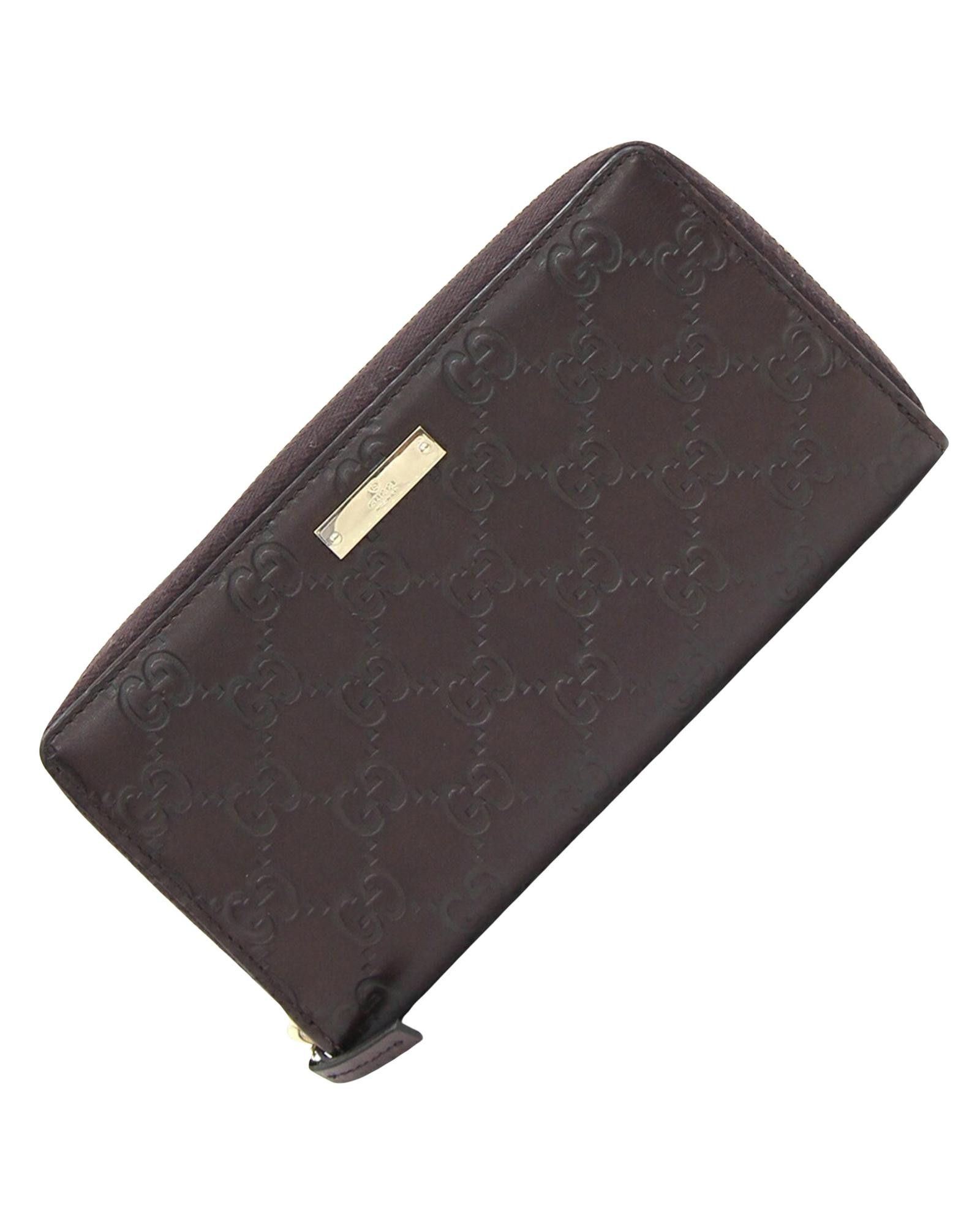 image of Luxurious Leather Coin Purse With Guccissima Pattern in Brown, Women's