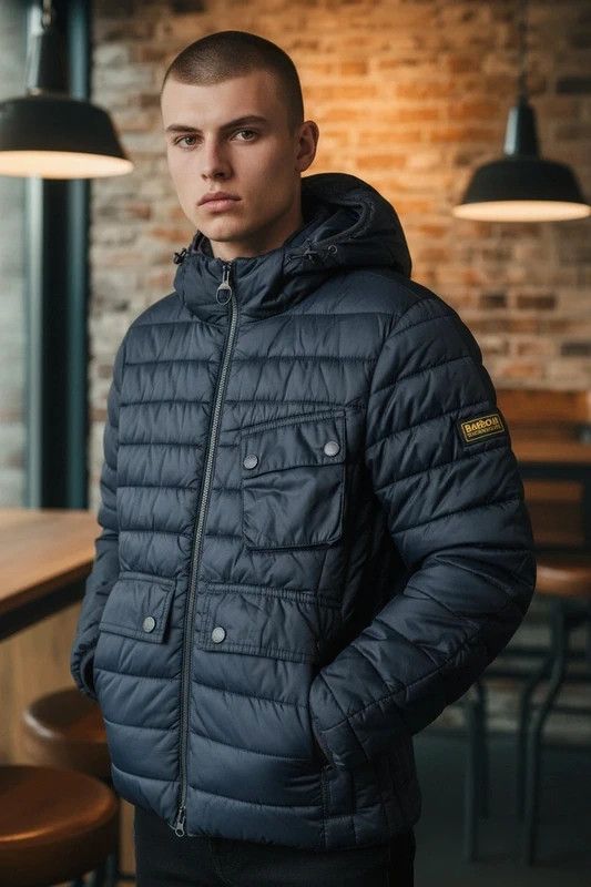 Barbour Barbour International Navy Hooded Quilted Jacket (Size S) Size US S / EU 44-46 / 1 - 12 Thumbnail