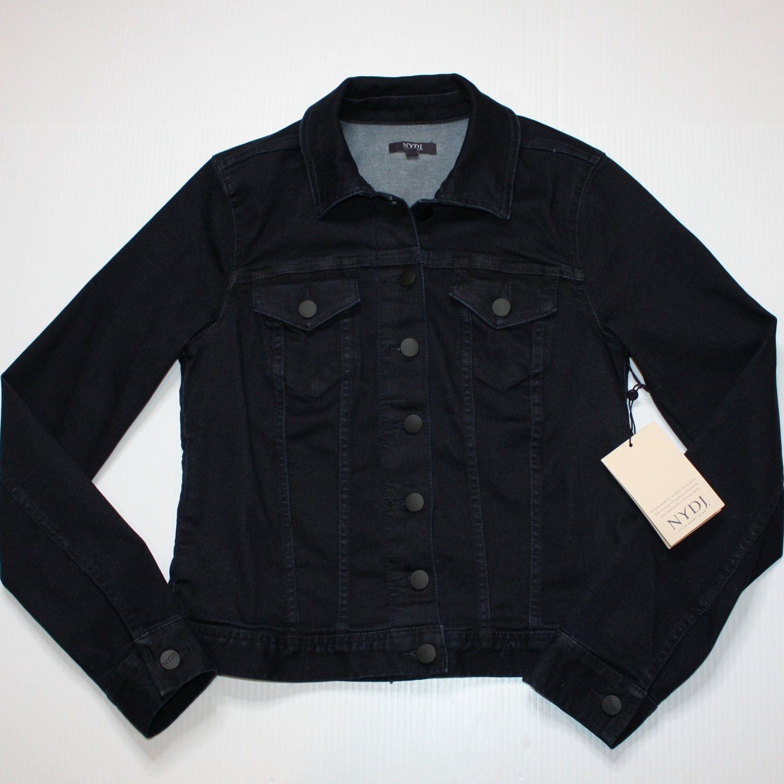 NYDJ Collared Navy Blue Denim Jean Jacket in size XXS MSRP $98 Size XXS / US 00 / IT 34 - 2 Thumbnail