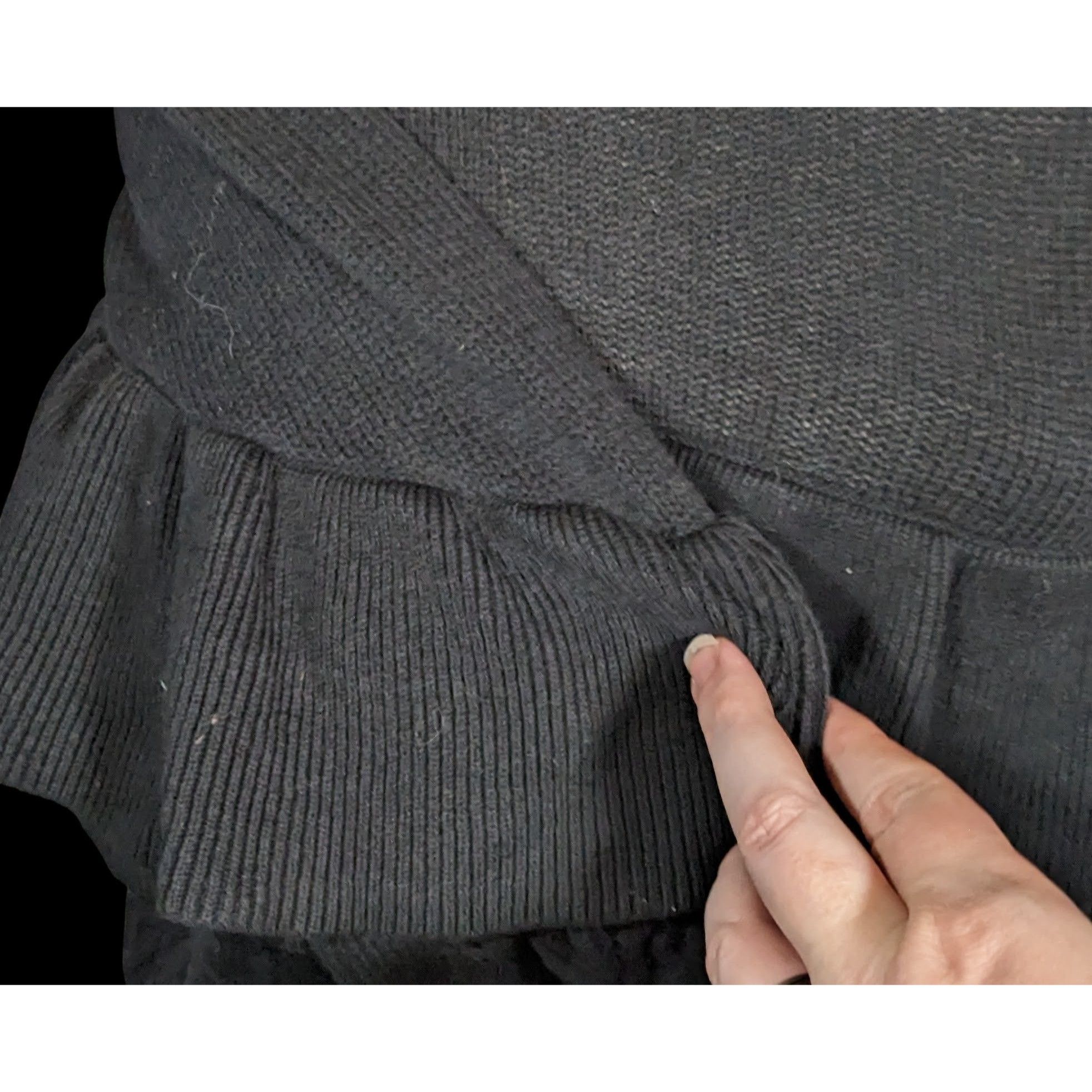 Other Project Naadam Mock Neck Black Ruffle Accent Cable Knit Swea Size S / US 4 / IT 40 - 3 Thumbnail