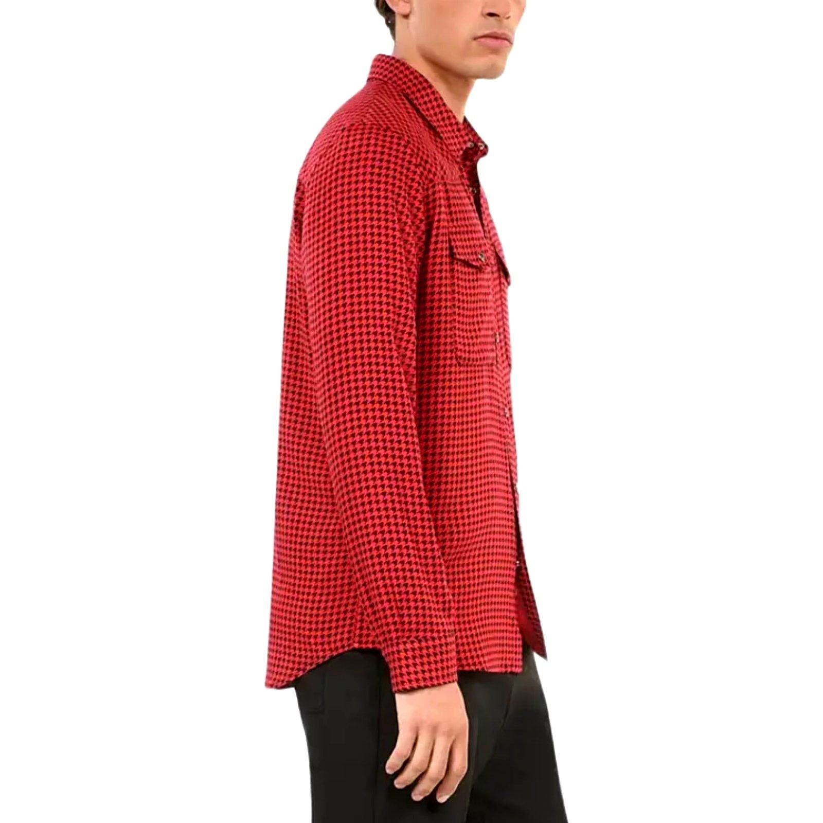 The Kooples The Kooples Mens Black and Red Houndstooth Shirt Snaps S Size US S / EU 44-46 / 1 - 3 Thumbnail