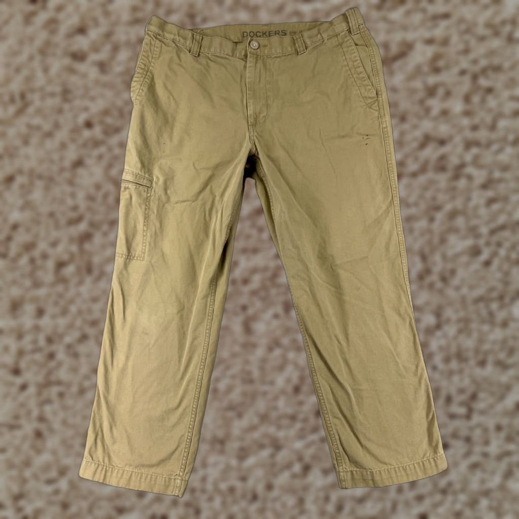 Dockers DOCKERS Cargo Pants Mens 38 Beige 100% Cotton Duck Canvas Straight Relaxed 5-Pocket Pockets Belt Loops Casual Workwear Outdoor Size US 38 / EU 54 - 1 Thumbnail