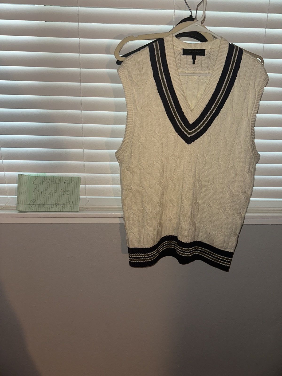 Rag & Bone Preppy V Cut Woven Knit Sleeveless Sweater Size US M / EU 48-50 / 2 - 2 Thumbnail