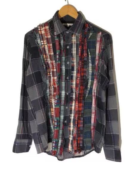 Image of Needles Rebuild Vintage Flannel Ribbon Cut Recut Shirt, Men's (Size Small)