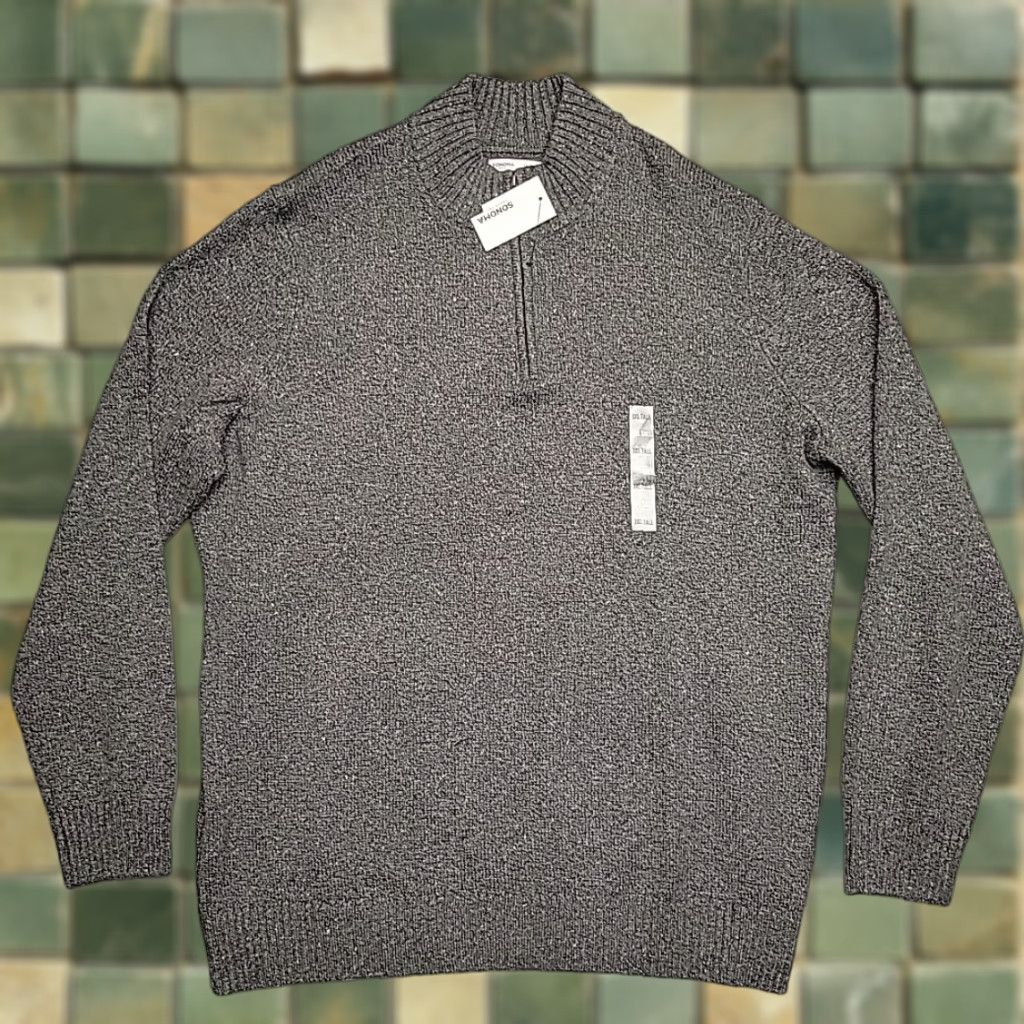 Vintage VINTAGE Sonoma Sweater Mens XXXL Tall Gray 1/4 Zip Cotton Blend Knit Classic NEW Size US XXL / EU 58 / 5 - 1 Thumbnail