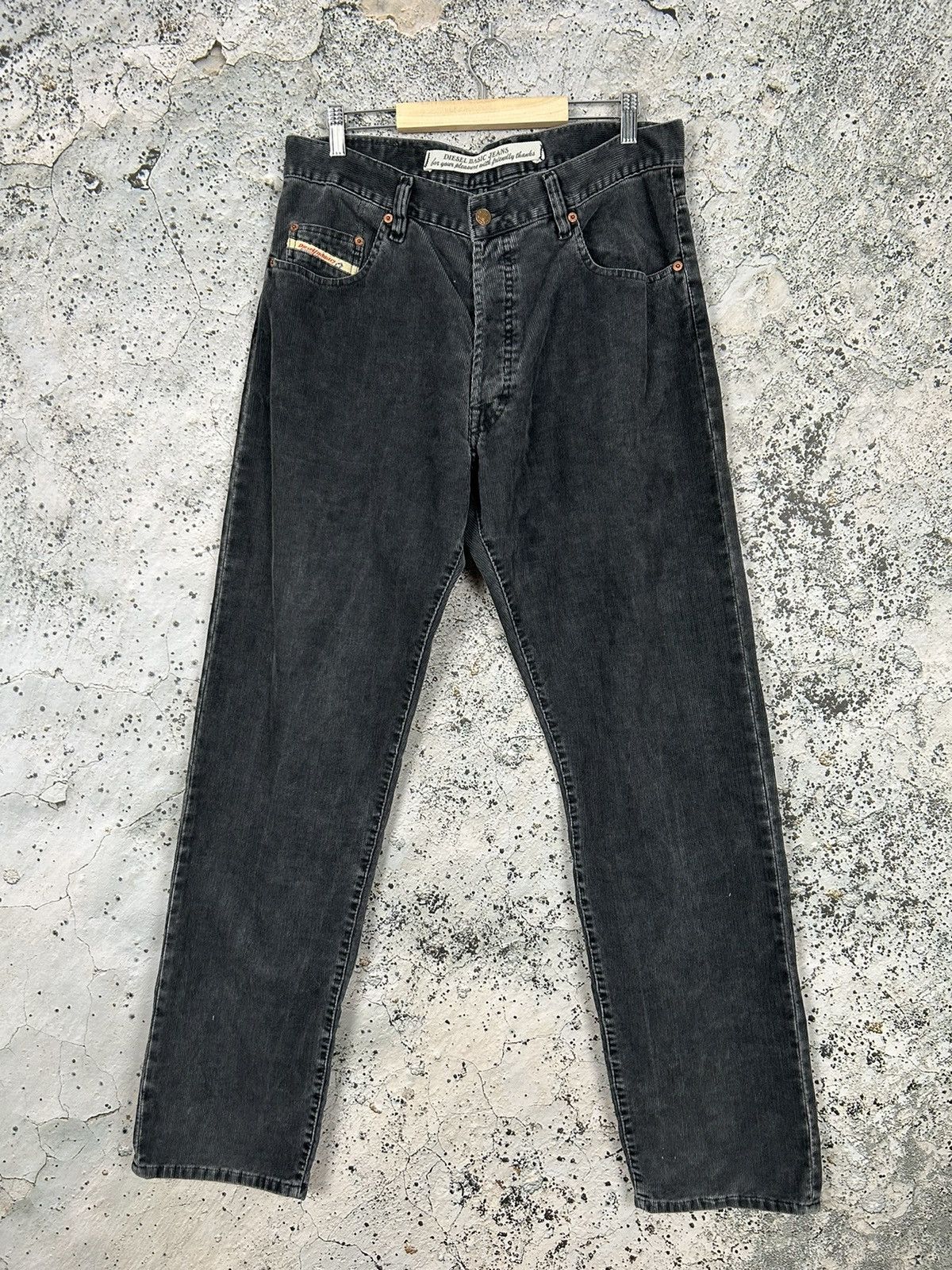 Vintage Diesel Black Corduroy Pants Y2K Punk Rock 00s
