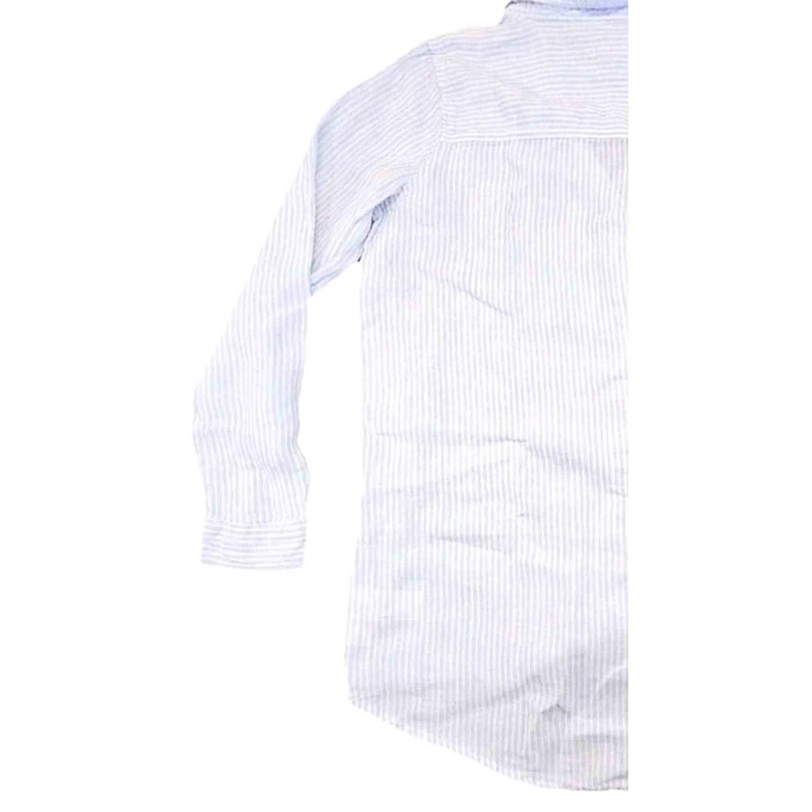 Vintage Coastal Sigrid Olsen 100% Linen Blue Striped Button Front Shirt Women’s M Coastal Size M / US 6-8 / IT 42-44 - 6 Thumbnail