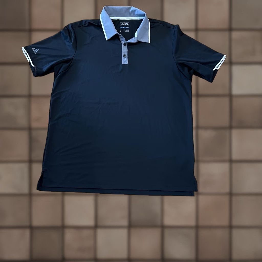 Adidas Adidas Polo Shirt Mens Large Black Logo Climalite Athleisure Casual Button Top Size US L / EU 52-54 / 3 - 1 Thumbnail
